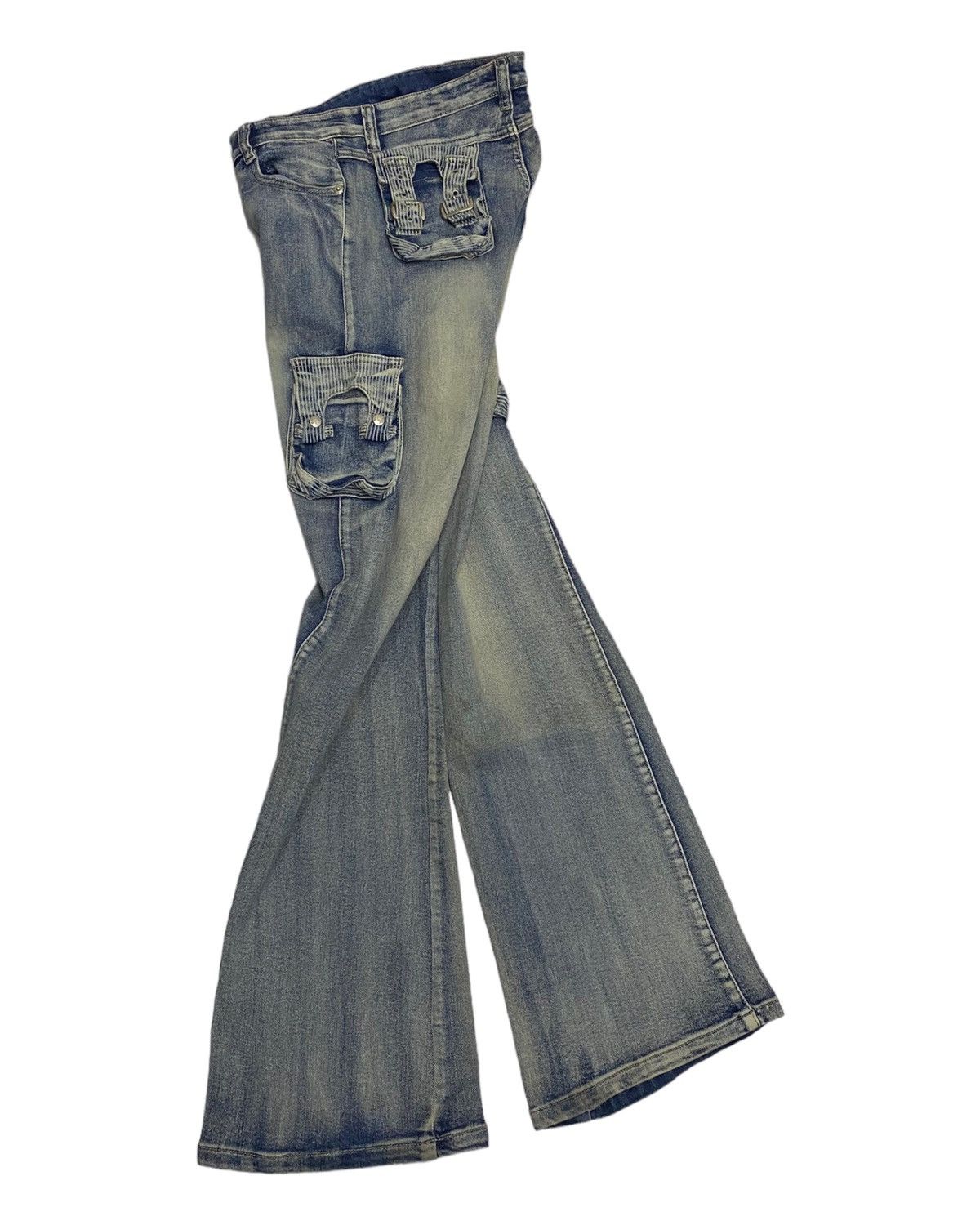 If Six Was Nine 🔥PANTOMIME MULTI POCKET FLARE DISTRESSED DENIM JEANS Size US 26 / EU 42 - 3 Thumbnail