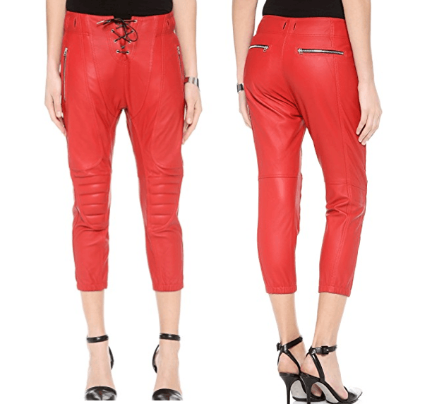 Leather biker pants