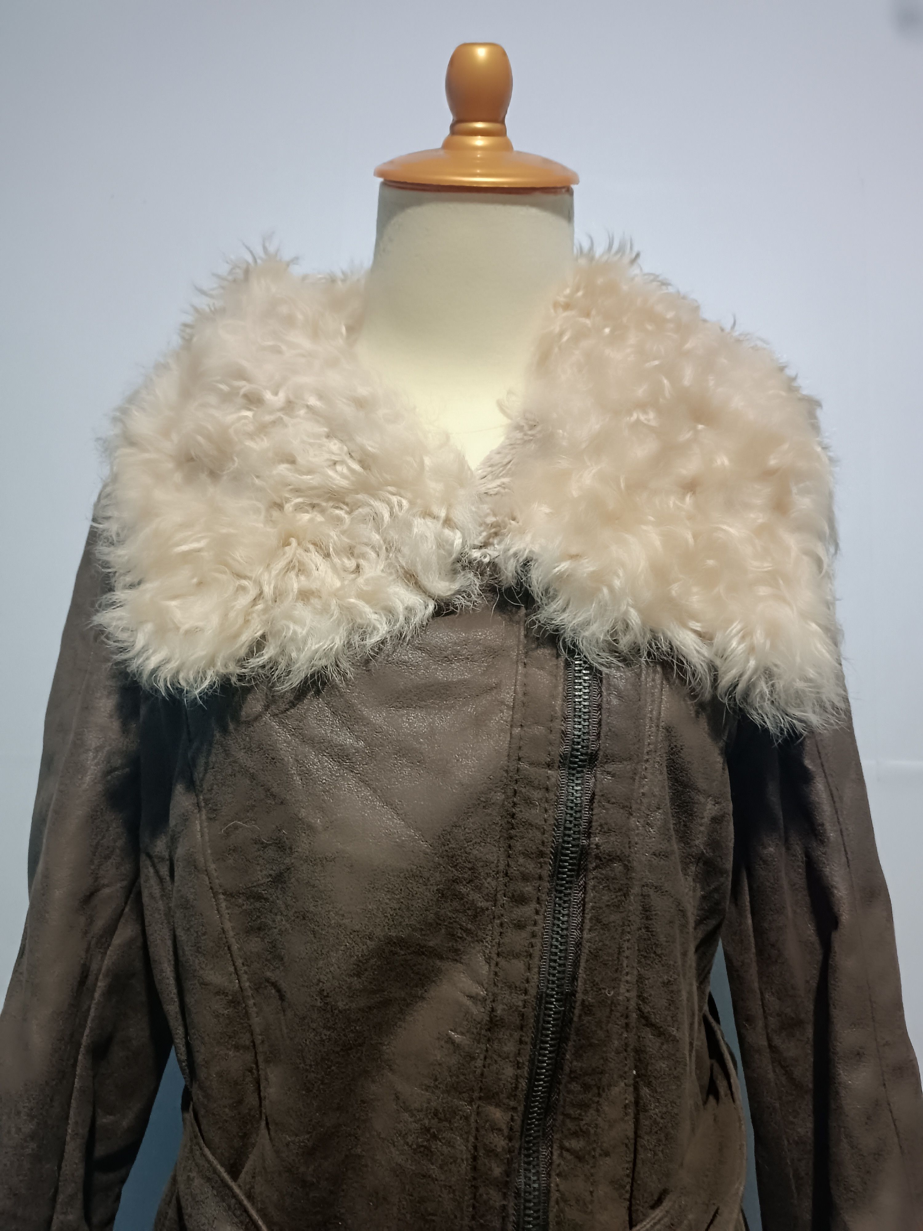 Japanese Brand Boko Collection Asymmetrical Faux Fur Jacket Brown Size S / US 4 / IT 40 - 3 Thumbnail
