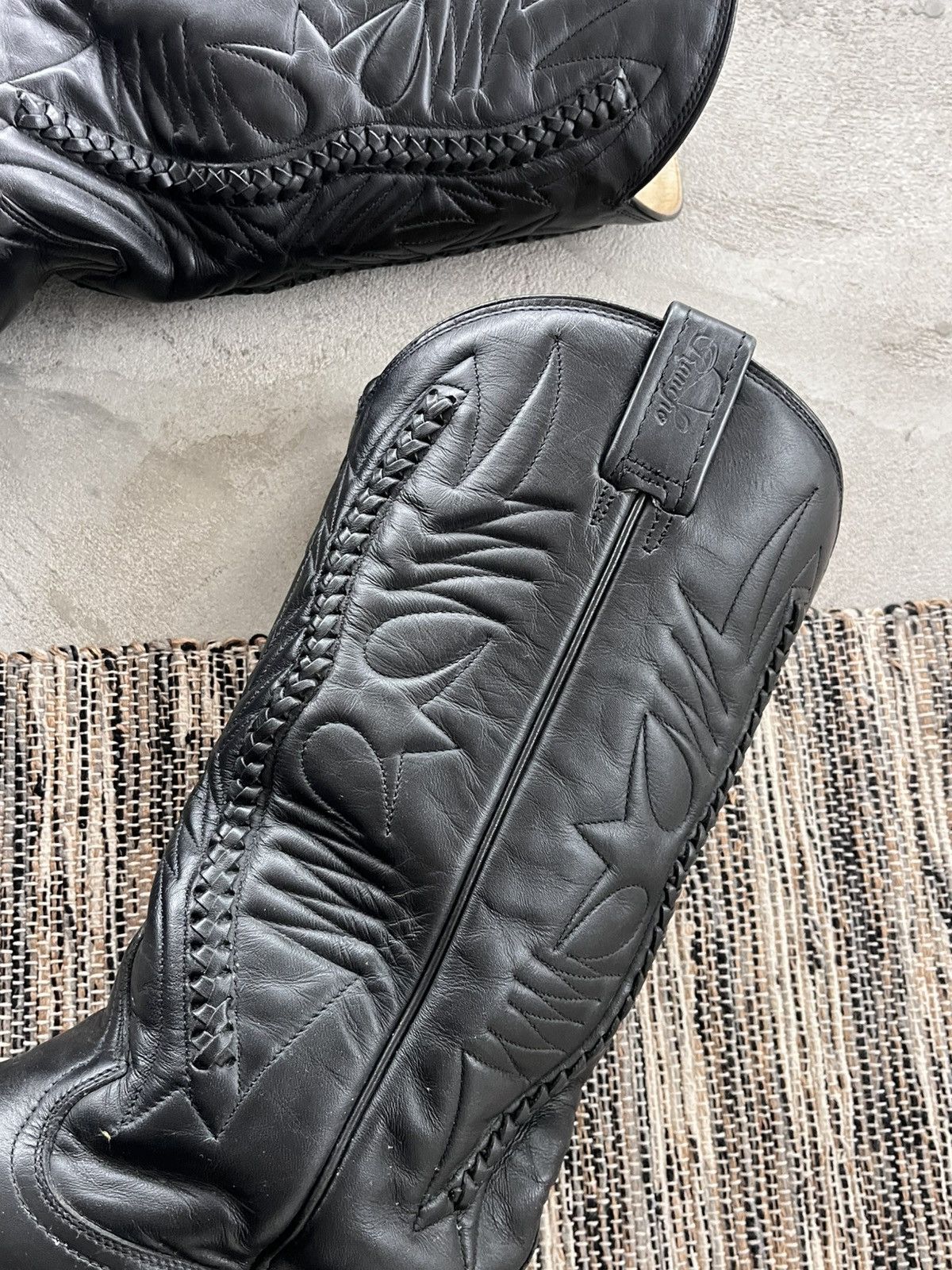 Cowboy Equipment Vintage Black Leather Cowboy High Boots Avantgarde Y2K Size US 11.5 / EU 44-45 - 13 Thumbnail