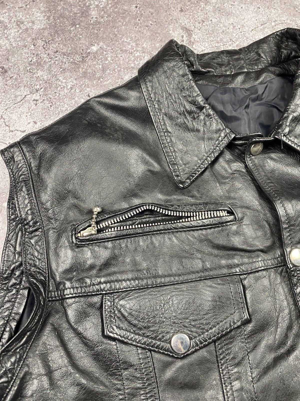 Japanese Brand × Leather Vintage Leather Vest With Many Pockets Streetwear Style Size US L / EU 52-54 / 3 - 3 Thumbnail