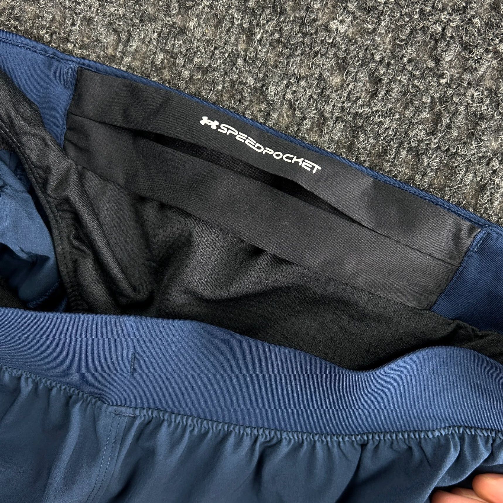 Under Armour Mens Shorts Blue M Fitted Heat Gear Built In Briefs Speed Pockets