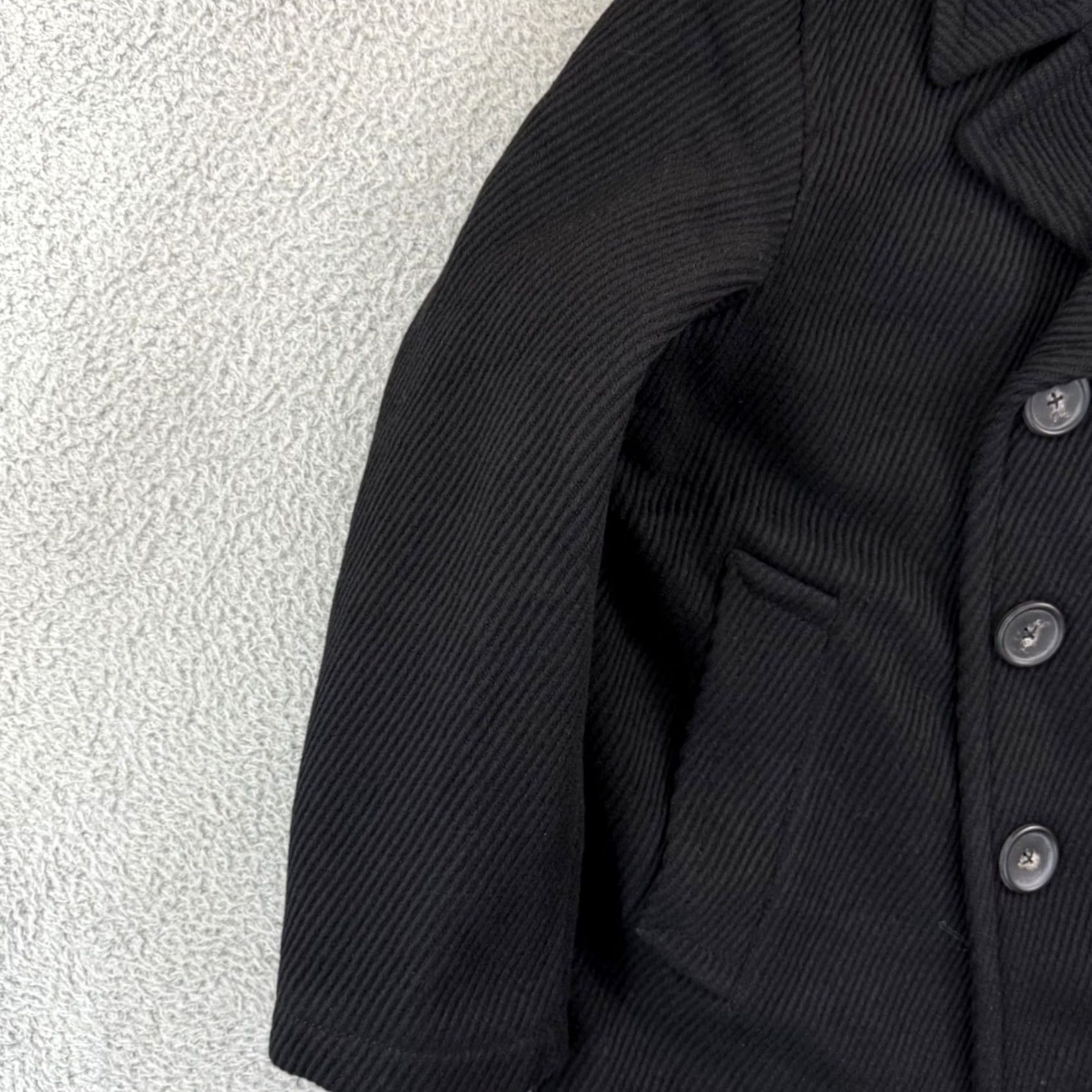 Lanvin VINTAGE Lanvin Signal Patch Jumbo Pea Coat Mens 54 Black Wool Snap NWT Signature Paris Lanvin Patch Logo Size US L / EU 52-54 / 3 - 4 Thumbnail