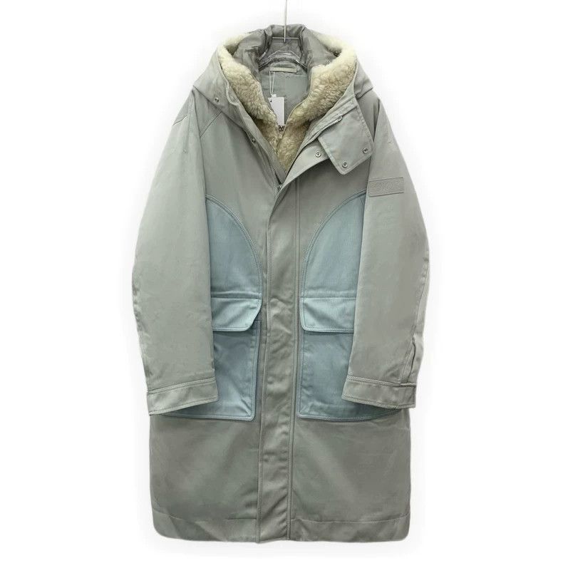 Dior Gray Textured Tech Fabric Parka Coat