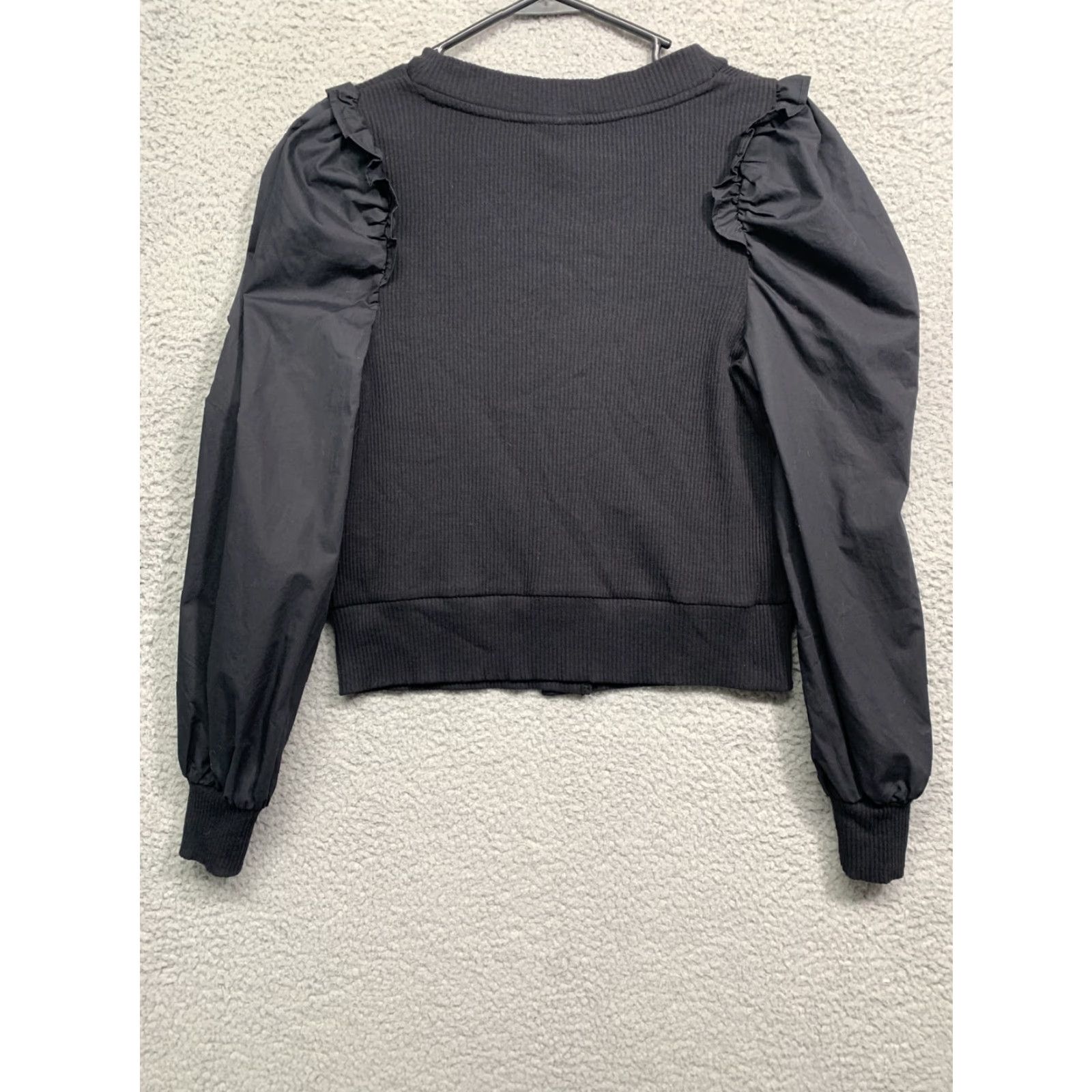 Vintage WHO WHAT WEAR Pullover Top Women XS Black V-Neck Knit Body Blousy Sleeves NWT Size XS / US 0-2 / IT 36-38 - 5 Thumbnail