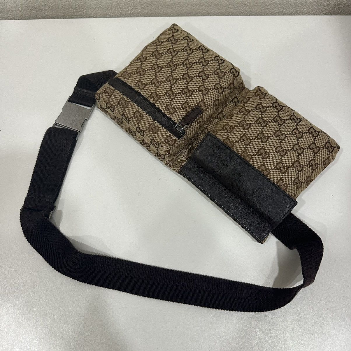 Gucci GUCCI GG CANVAS DOUBLE POCKET BELT BAG WAIST BUMBAG 25 Size ONE SIZE - 12 Thumbnail