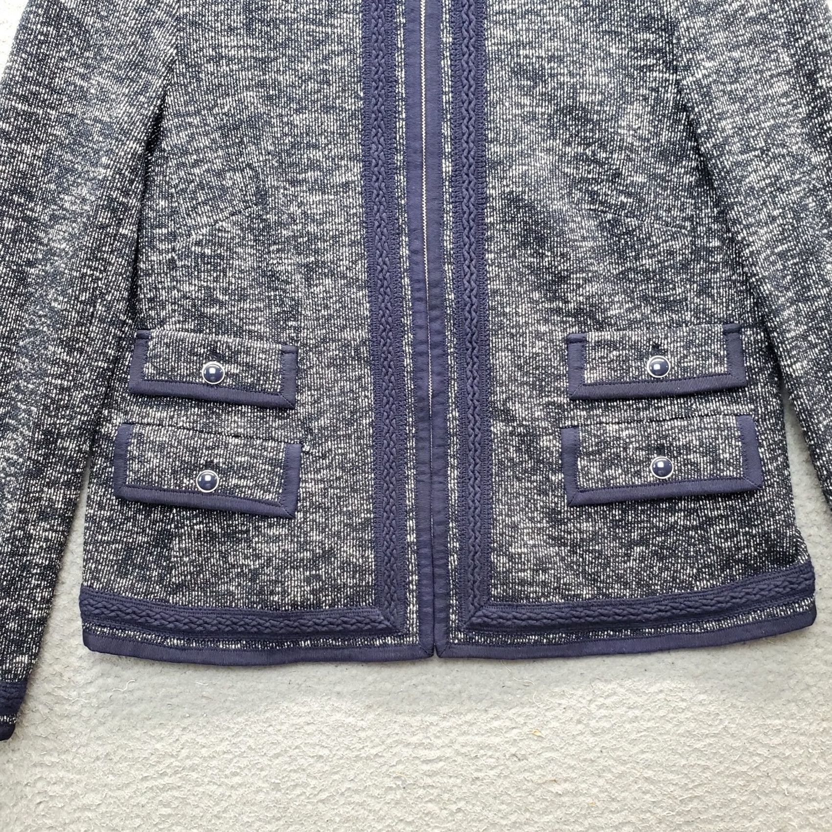 Talbots Talbots Cardigan Womens 12P Multi Boho Lace Trim Four Flap Pockets Full Zipper Shirt Womens Size: 12P Multicolor Cardigan Casual Formal Jacket Size XL / US 12-14 / IT 48-50 - 7 Thumbnail