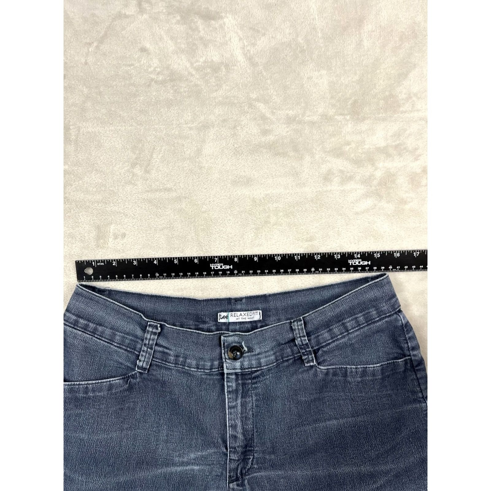 Lee Lee Jeans Women's Relaxed Fit Straight Leg Dark Wash Denim Pants 14P Petite Jeans Mens Womens Girls Size 36" / US 14 / IT 50 - 3 Thumbnail