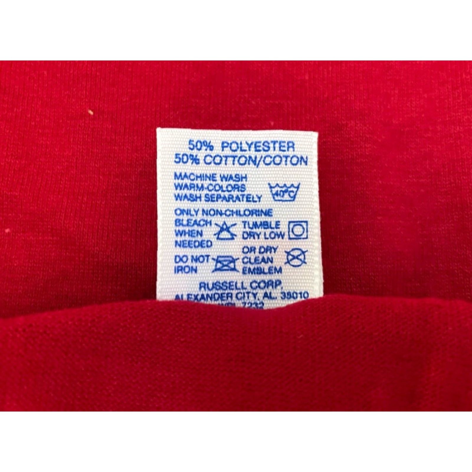 Russell Athletic VINTAGE Russell Athletic T-Shirt Mens XXL Deadstock NWOT 90s Made in USA Cardinal Red Crew Neck Short Sleeve 34" long 24" across 9" arms Mens Size US XXL / EU 58 / 5 - 3 Thumbnail
