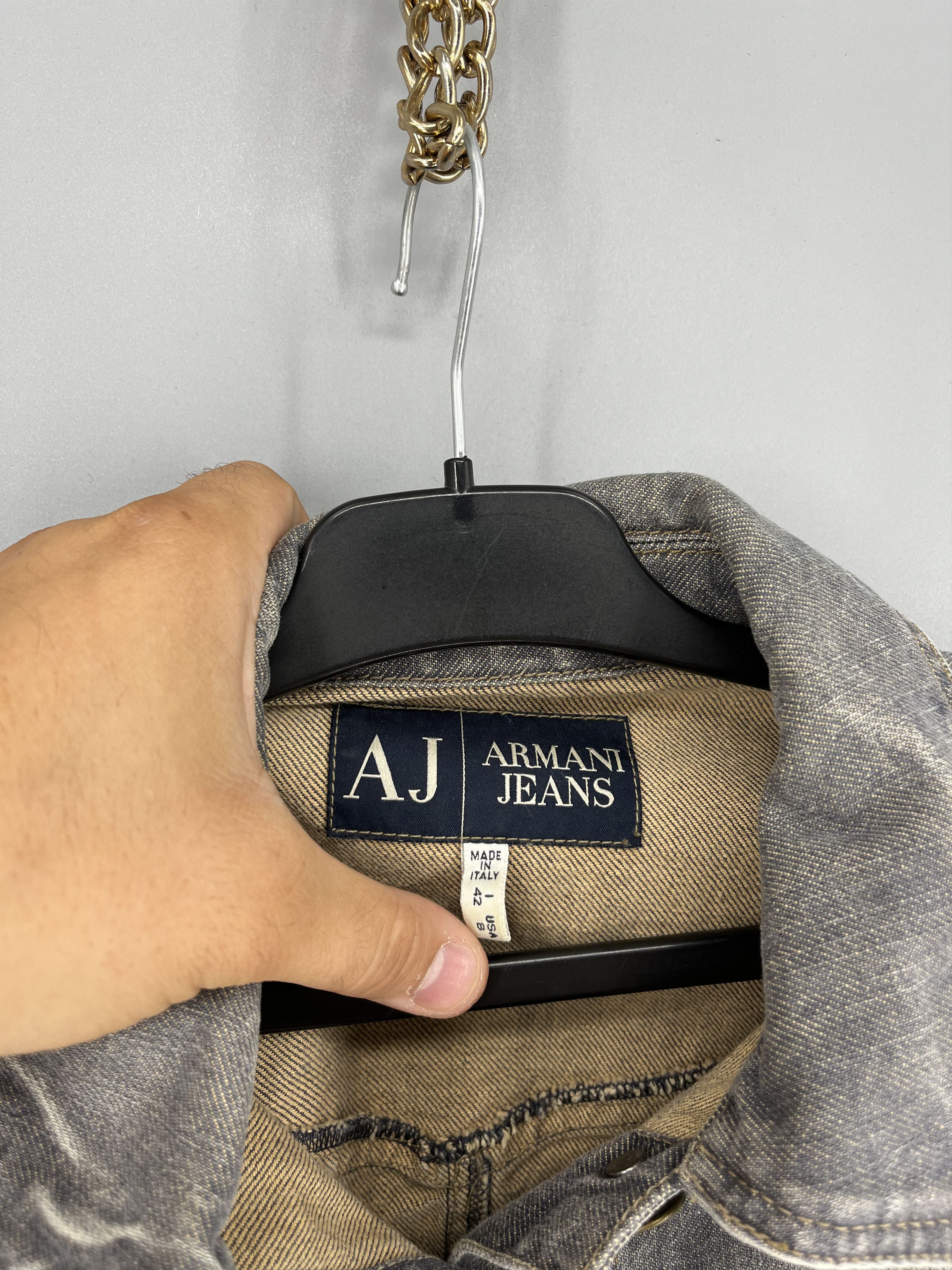 Armani Vintage Y2K Armani Exchange Grey Denim Wash Zip Up Jacket Size S / US 4 / IT 40 - 8 Thumbnail