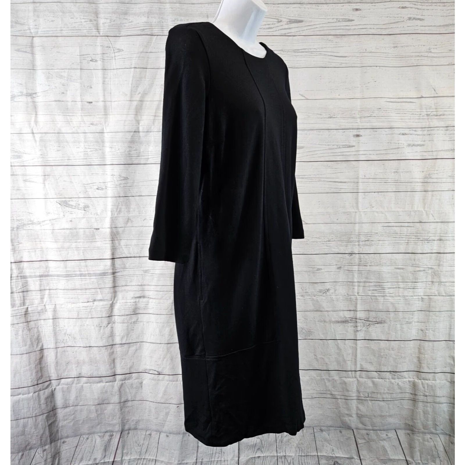 J. Jill J Jill Dress Womens XS Solid Black Pockets 3/4 Sleeve Ponte Viscose Blend Size XS / US 0-2 / IT 36-38 - 3 Thumbnail