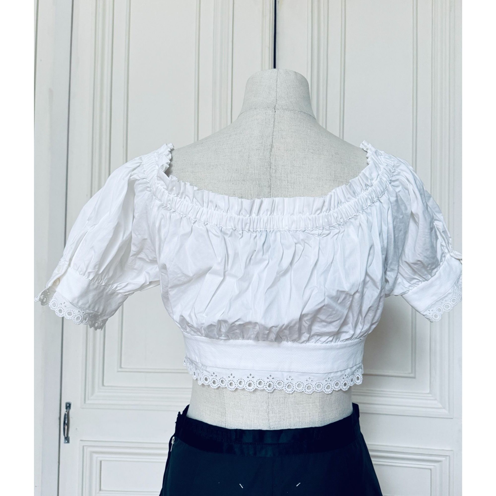 Alexander McQueen White Cropped Blouse Size S / US 4 / IT 40 - 3 Thumbnail