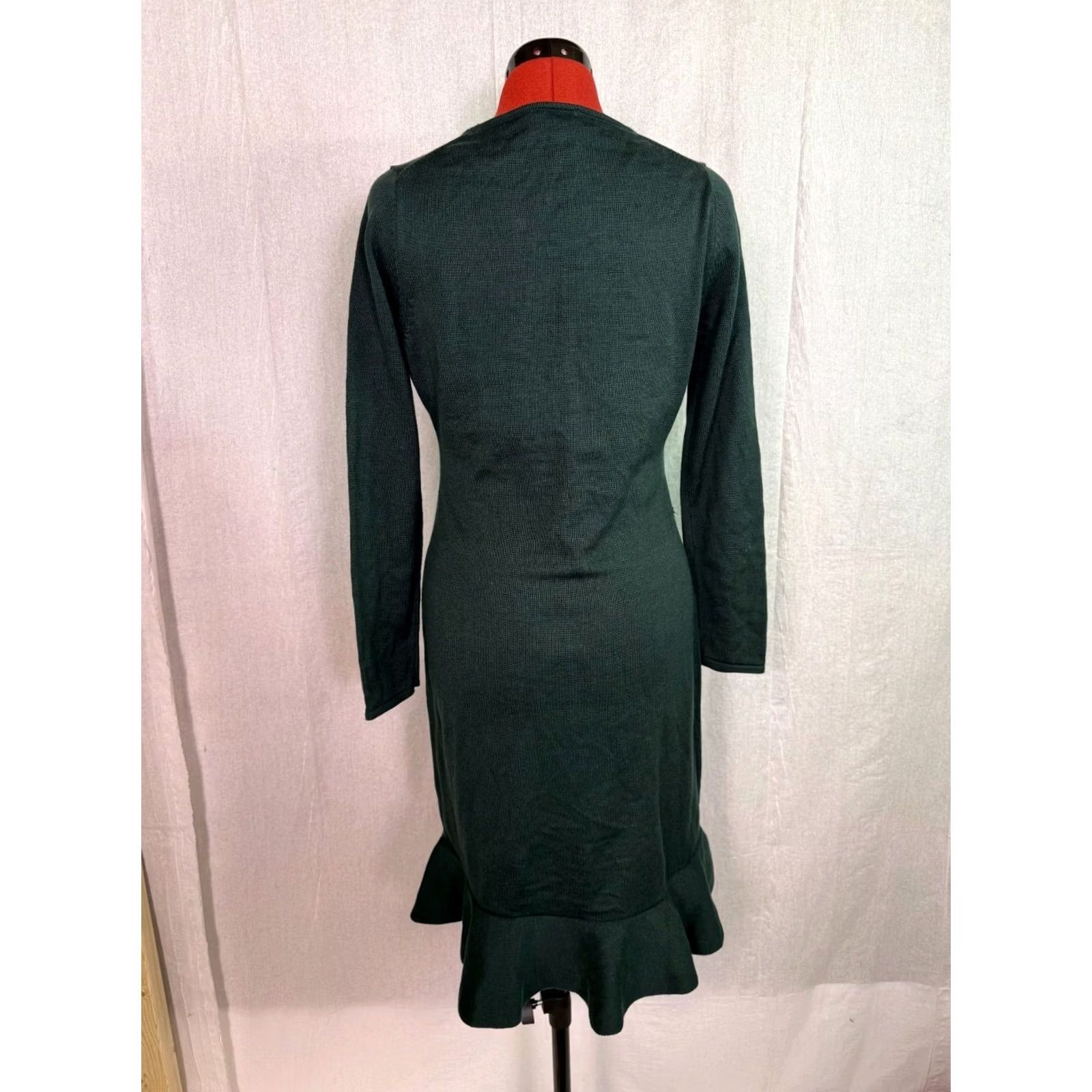 Calvin Klein Calvin Klein Green Sheath Dress Size S Long Sleeve Crew Neck Pullover D857 Size S / US 4 / IT 40 - 5 Thumbnail