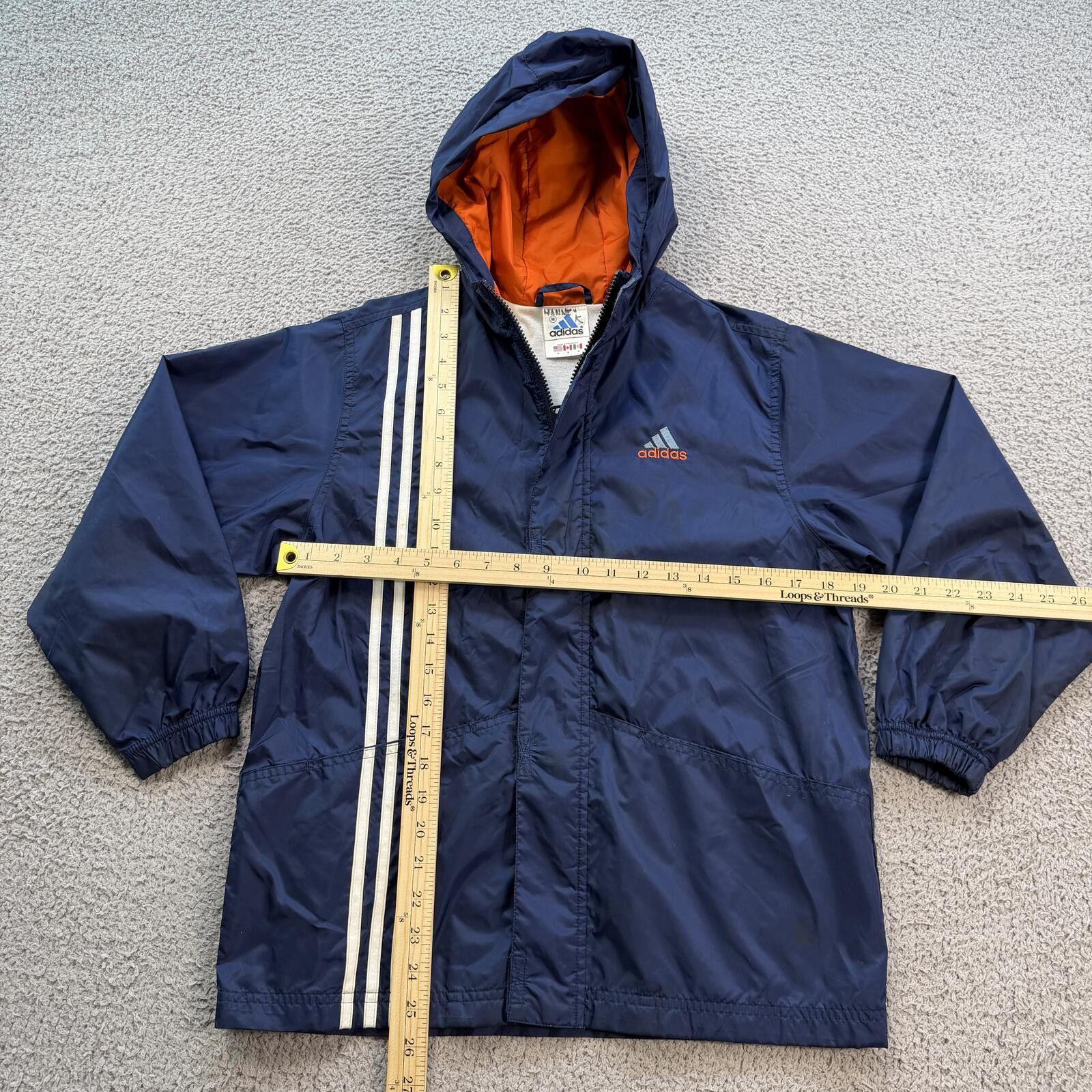 Adidas Vintage Y2K Adidas Hooded Windbreaker Jacket Youth M Navy Size US M / EU 48-50 / 2 - 3 Thumbnail