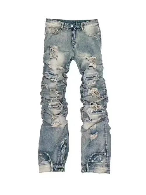 VIBE Vintage washed blue ripped pleated street hip hop jeans Size US 31 - 6 Thumbnail