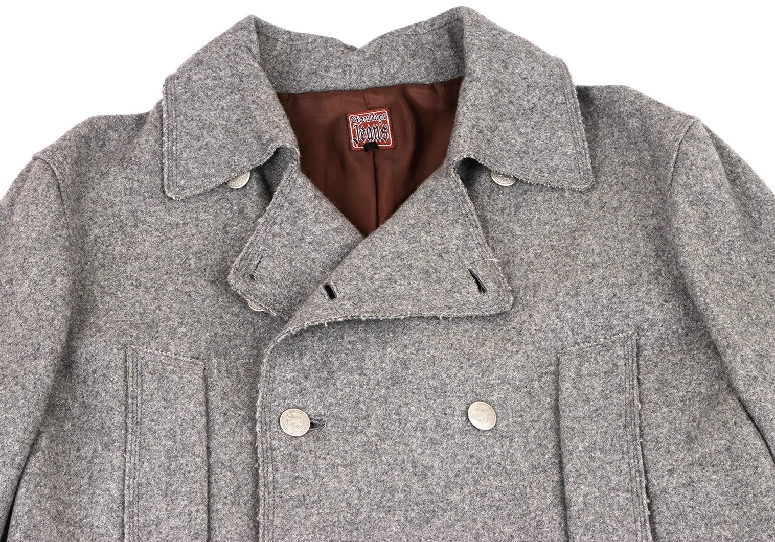 Jean Paul Gaultier Wool Nylon Blend Metal Logo Button Long Double Coat Gray 48 Size US M / EU 48-50 / 2 - 2 Thumbnail