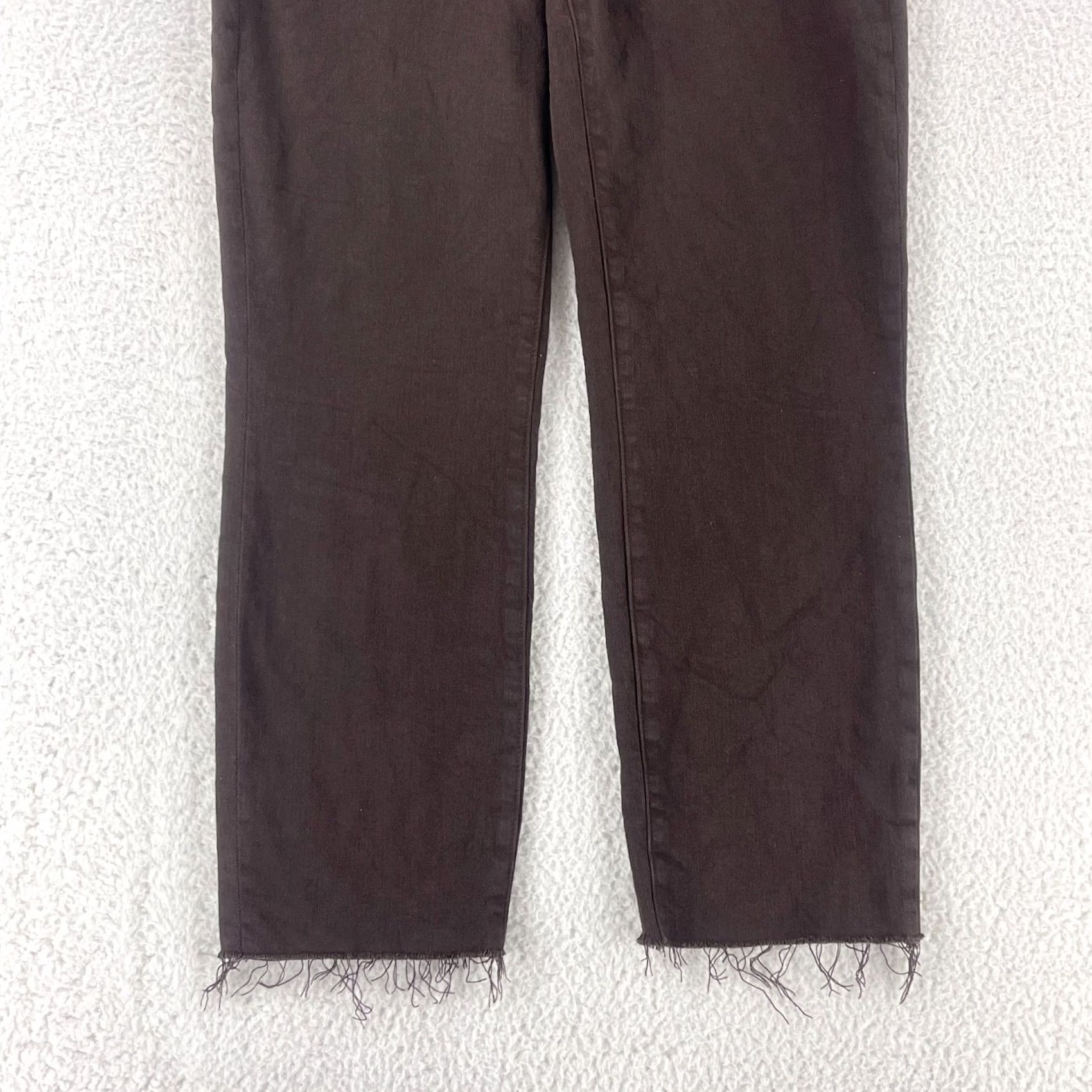 L'AGENCE L'Agence Sada Jeans Womens Size 25 Brown Denim High-Rise Cropped Slim Frayed Hem Jeans Size 42" / US 20 - 3 Thumbnail