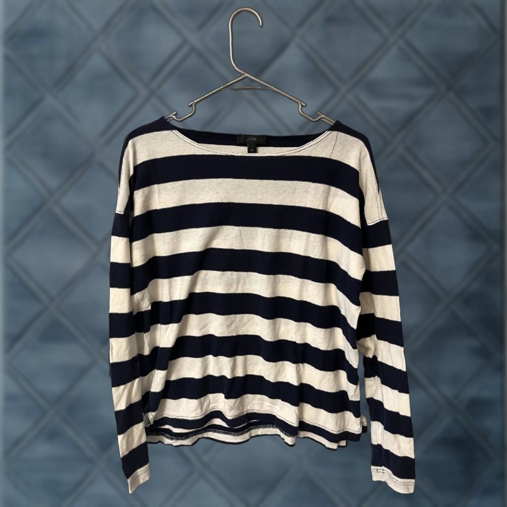 J.Crew J. Crew Women's Long Sleeve Striped Blouse Size S White & Blue Colorful Size S / US 4 / IT 40 - 1 Thumbnail