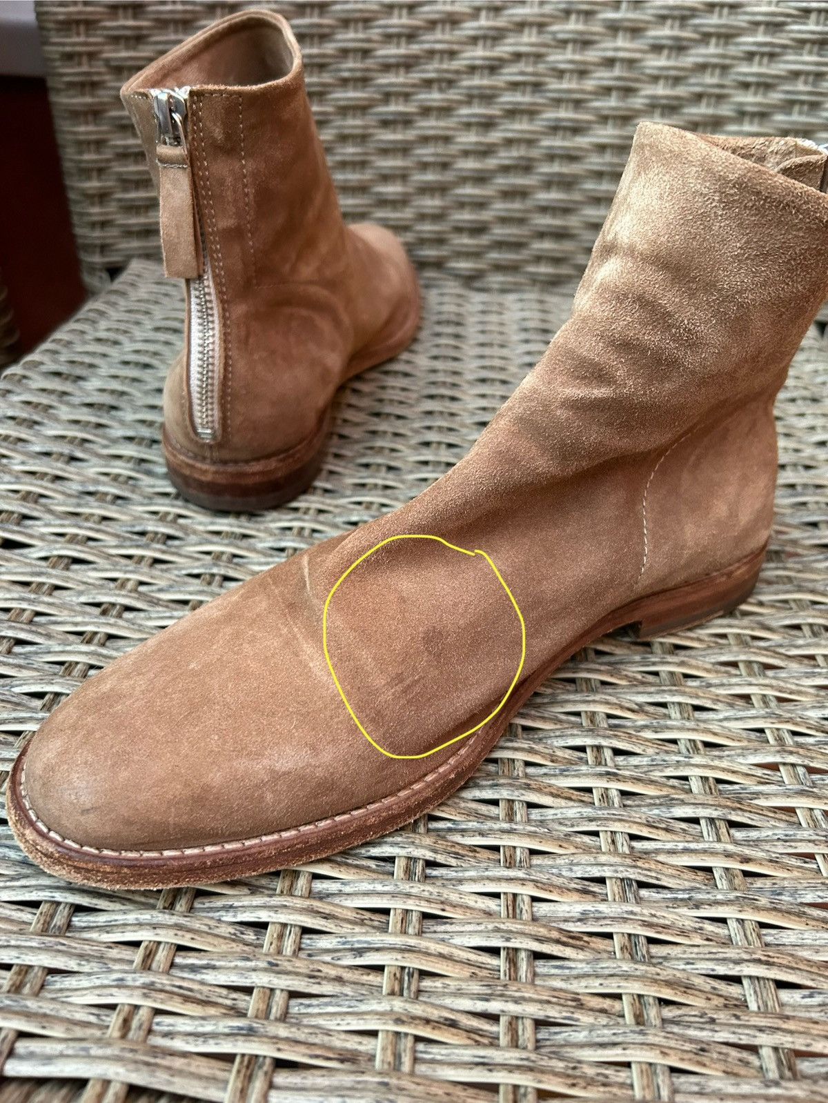 Handmade × MoMA MOMA Marrone Suede Zip Ankle Boots Beige Made In Italy Size US 8 / IT 38 - 12 Thumbnail