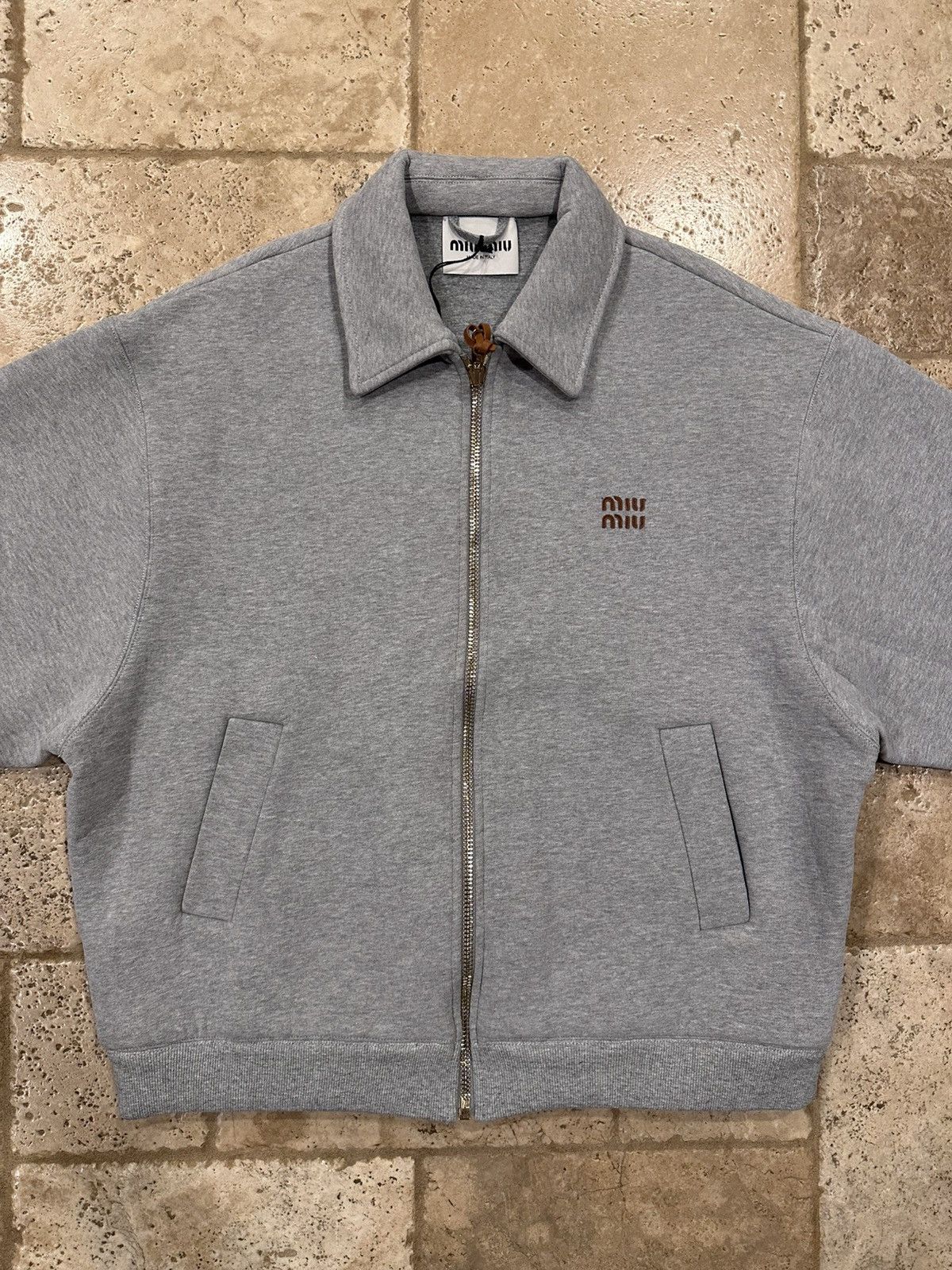 Miu Miu Miu Miu Grey Jersey Blouson Pleated Zip Jacket Size S / US 4 / IT 40 - 7 Thumbnail