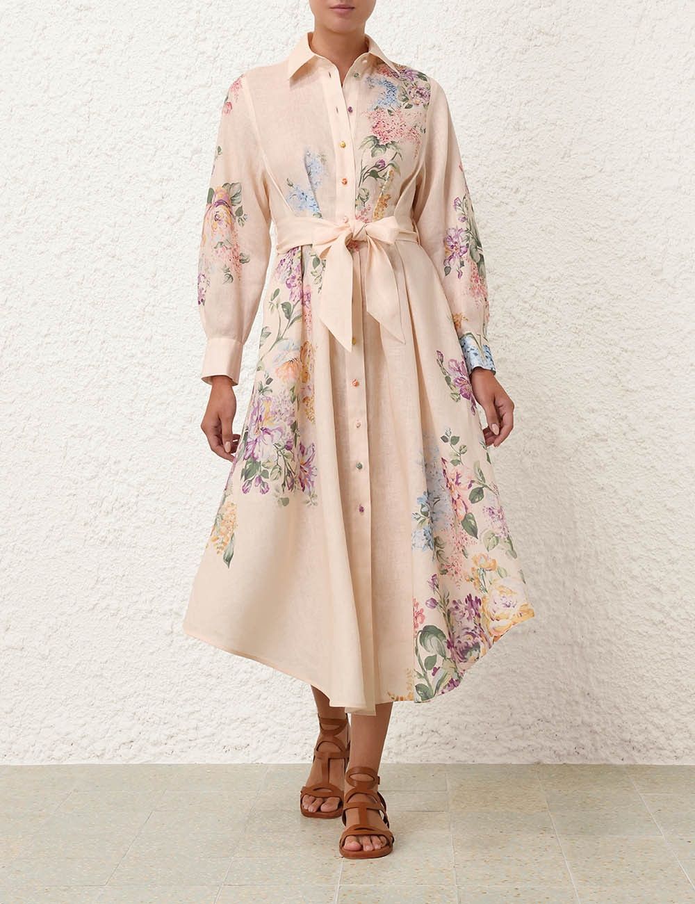 Zimmermann o1s22i1n1024 Halliday Midi Chemisier Dress in Multicolor Size S / US 4 / IT 40 - 2 Thumbnail