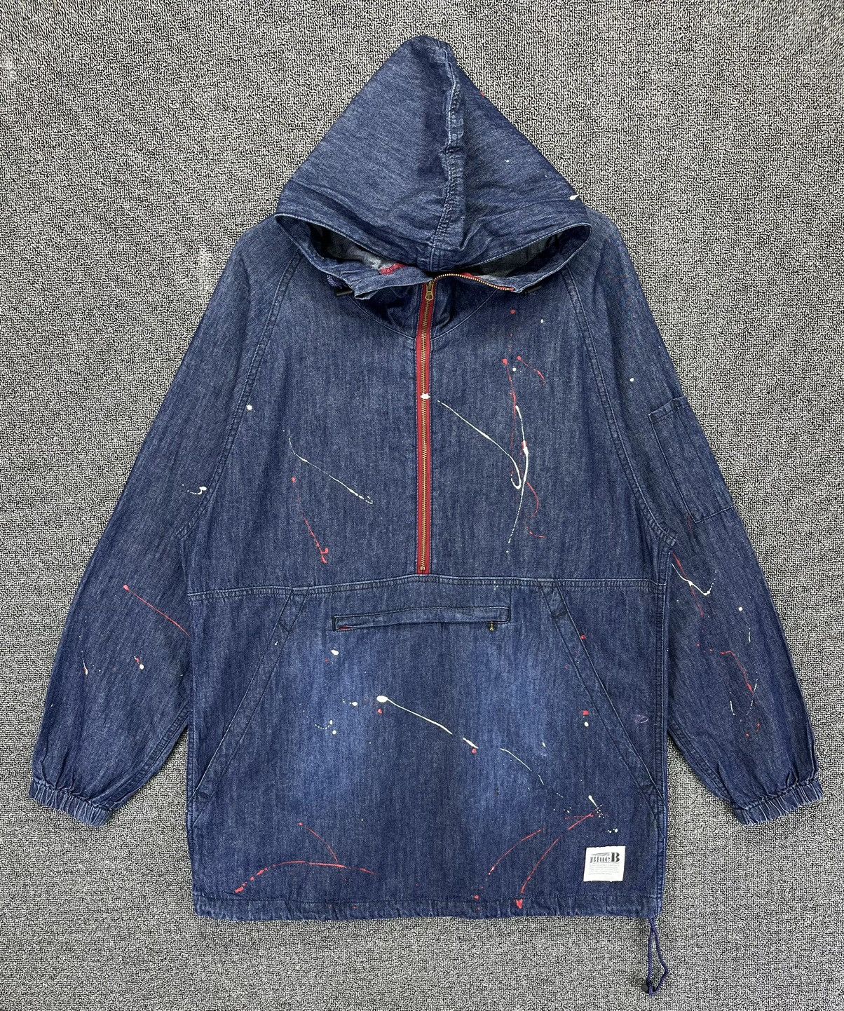 Japanese Brand Vintage Blue B Hoodie Japanese Denim Anorak Size US L / EU 52-54 / 3 - 1 Thumbnail