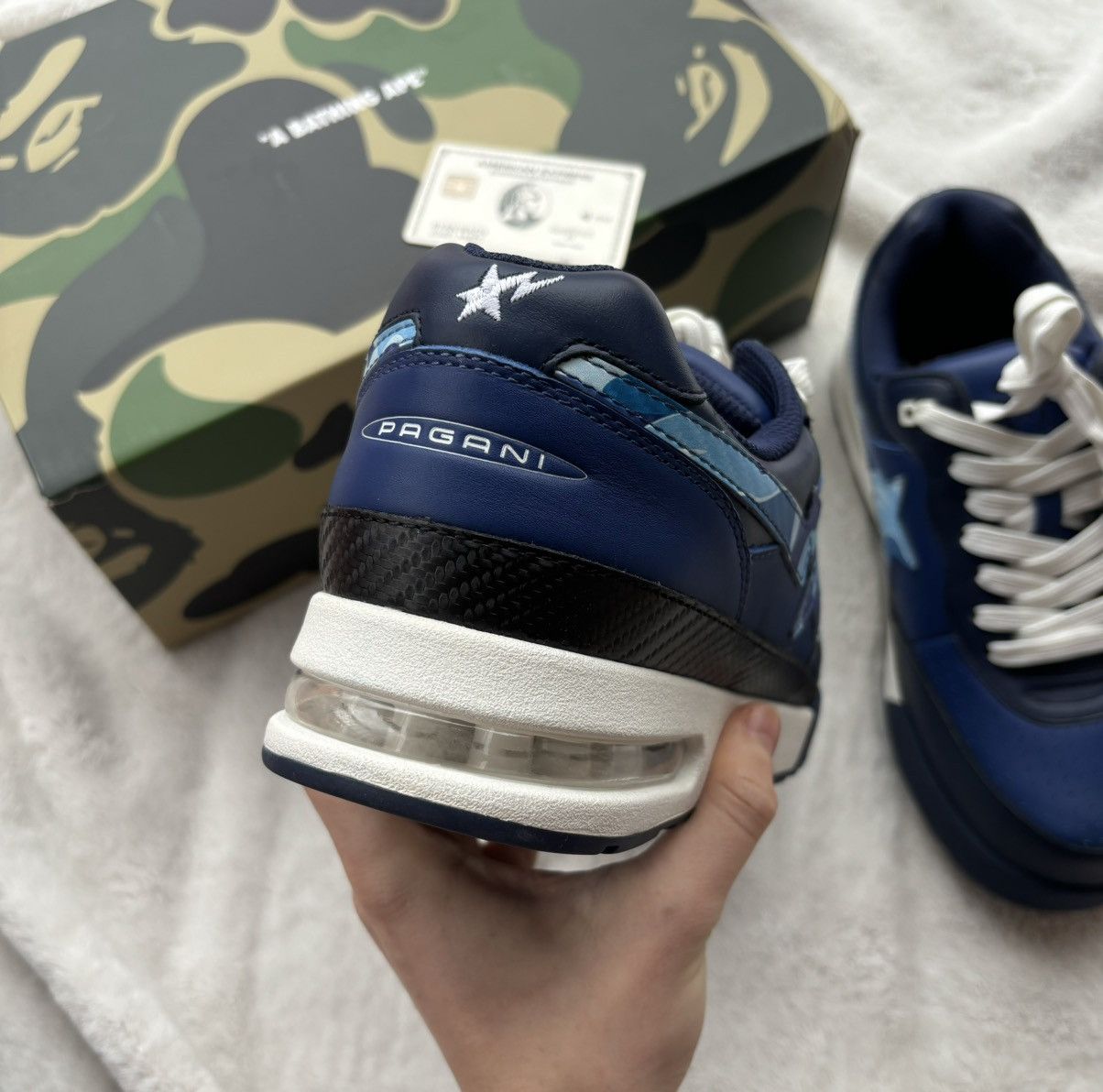 Bape Bape x Pagani Road Sta Navy/Camo Patent Leather Sneakers Size US 9.5 / EU 42-43 - 3 Thumbnail