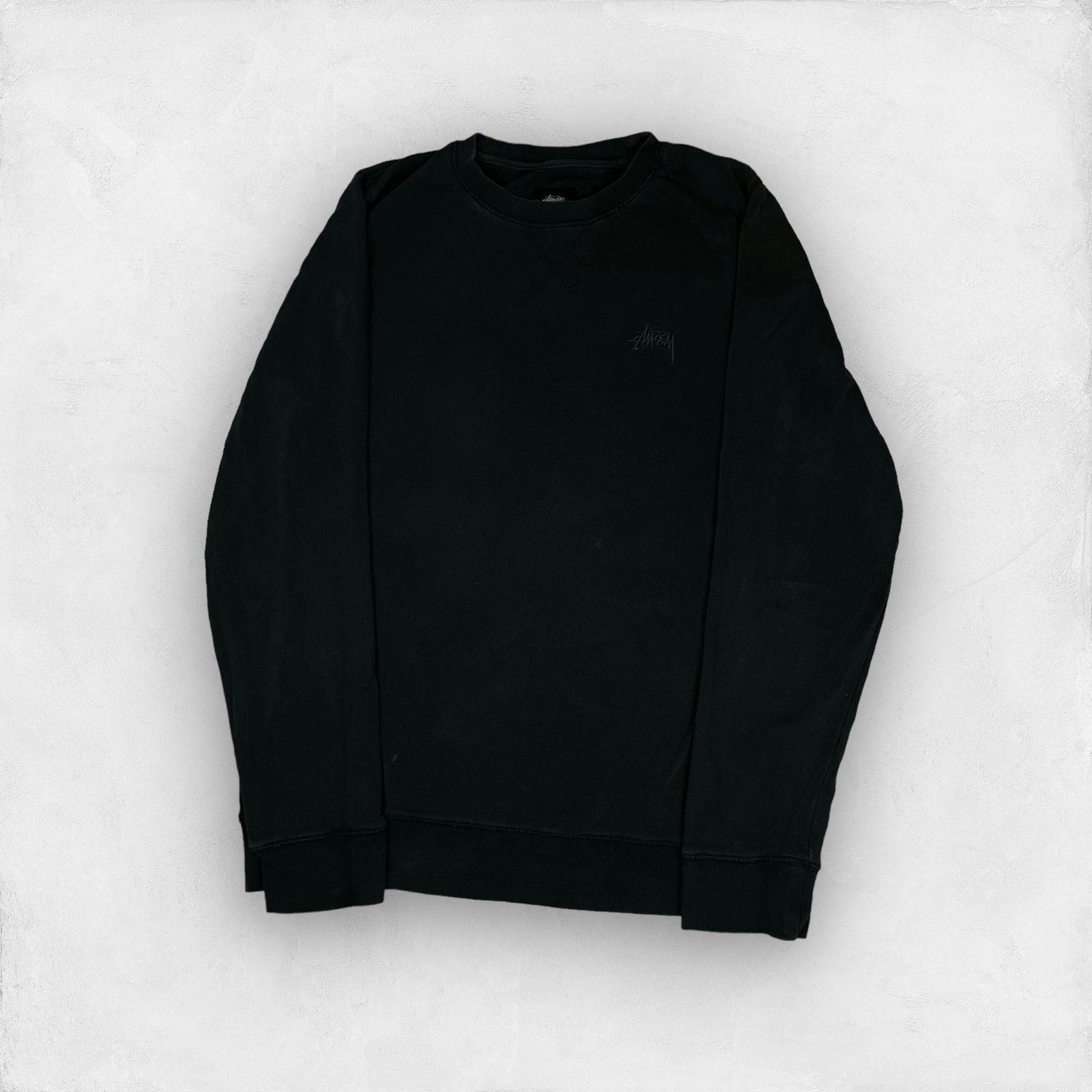 Stussy Stussy Men's Black Crew Neck Ribbed Cuffs Sweatshirt Medium Size US M / EU 48-50 / 2 - 1 Thumbnail