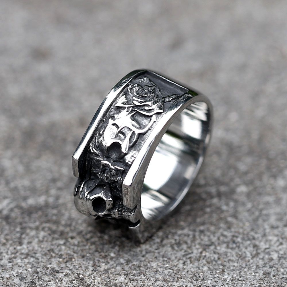 Vintage SIZE 10 316L Stainless Steel Vintage SKULL Punk Ring Size ONE SIZE - 9 Thumbnail