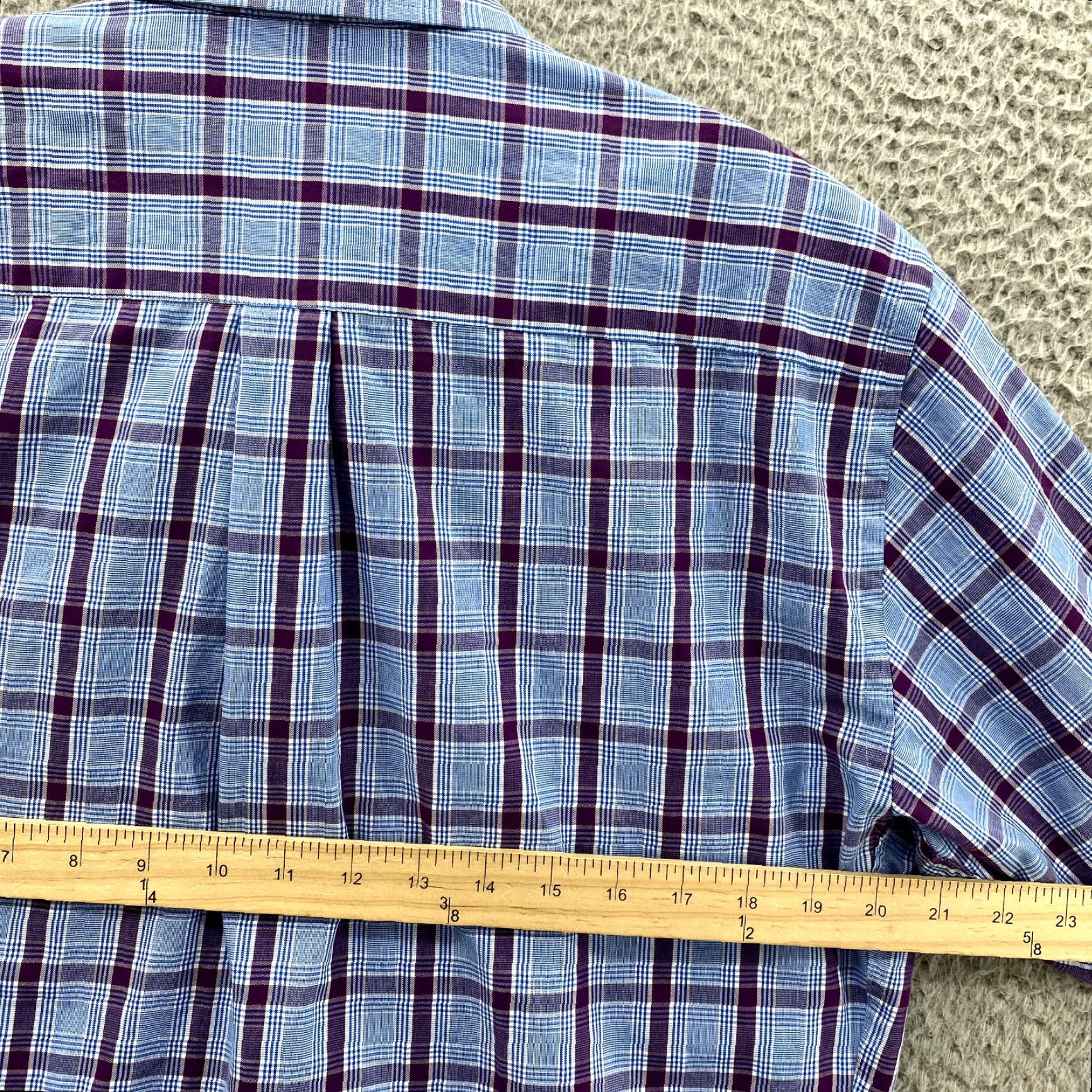 Peter Millar Peter Millar Dress Shirt Mens M Blue Purple Plaid Crown Office Corpcore Career Shirt Size 40R - 5 Thumbnail