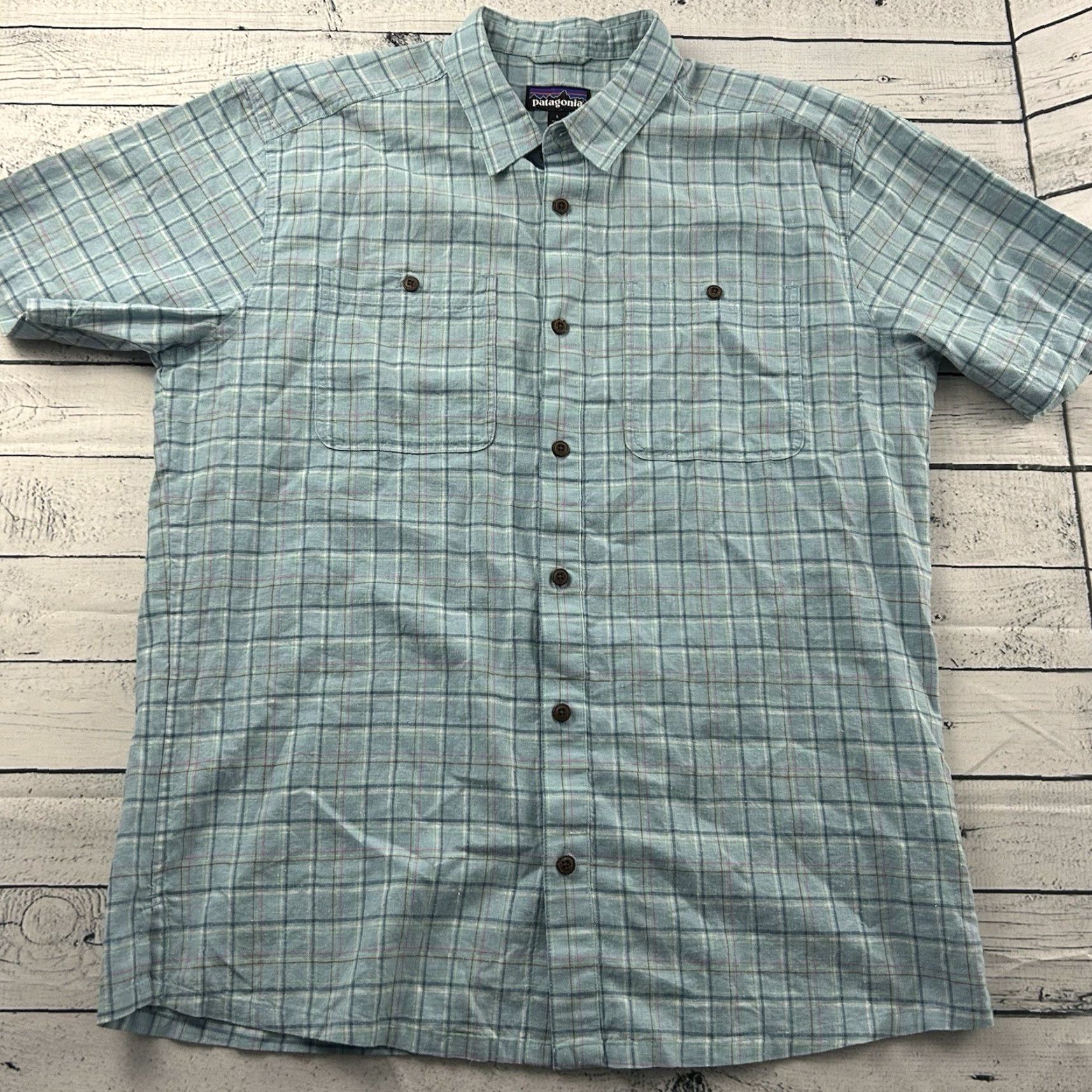 Patagonia Patagonia Backstep Plaid Hemp Short Sleeve Button Front Shirt Men's Large Blue Size US L / EU 52-54 / 3 - 2 Thumbnail