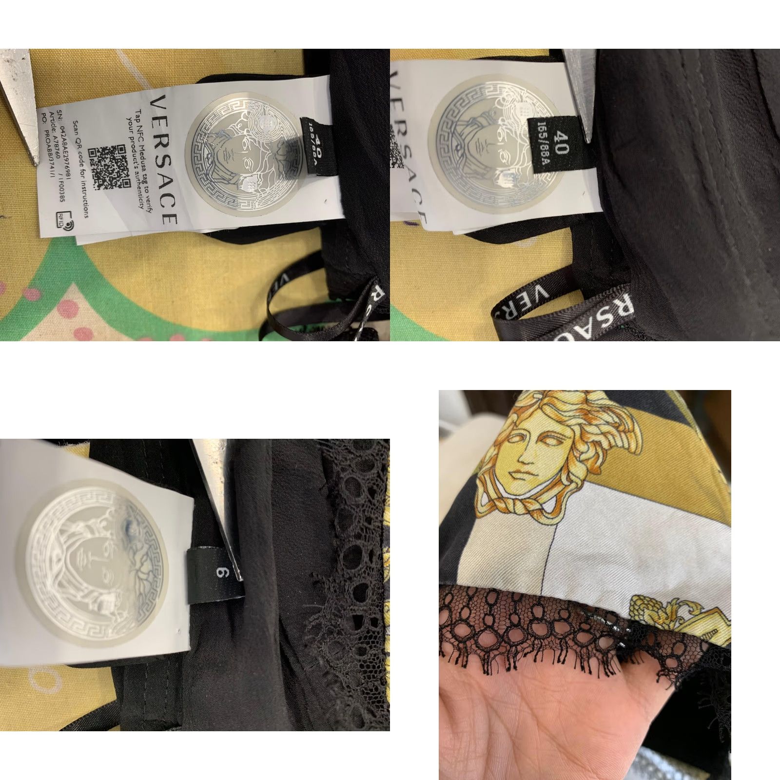 Versace Versace Bustier Top Silk Barocco Print Gold Medusa Lace Trim Black White Women's Sz IT 40 S Size S / US 4 / IT 40 - 9 Thumbnail