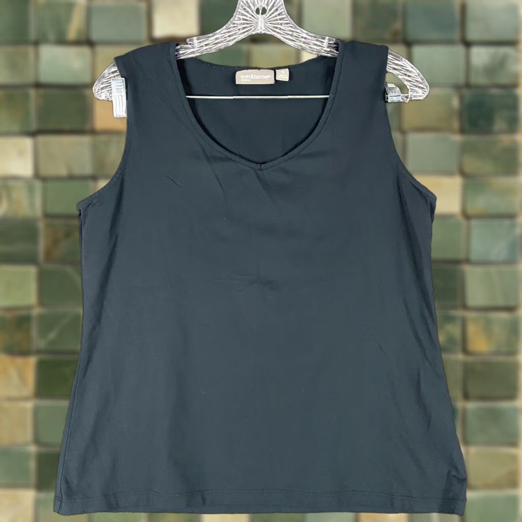 Croft & Barrow Croft & Barrow Women's Tank Top M Black V-Neck Casual Summer Spring Fall Winter Stretch Size M / US 6-8 / IT 42-44 - 1 Thumbnail