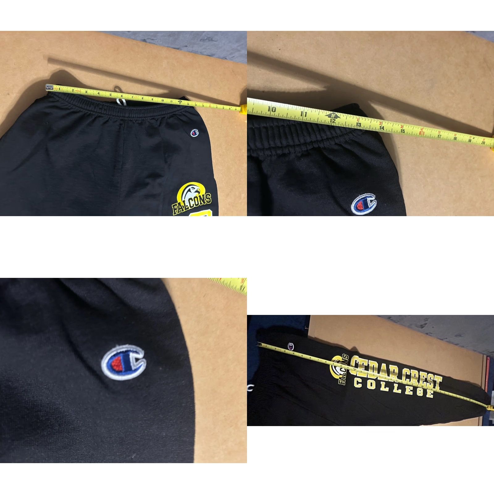 Champion VINTAGE Champion Cedar Crest College Falcons Sweatpants Adult Large Black Elastic Waist Drawstrings Athletic Tapered Leg Size US 33 - 8 Thumbnail