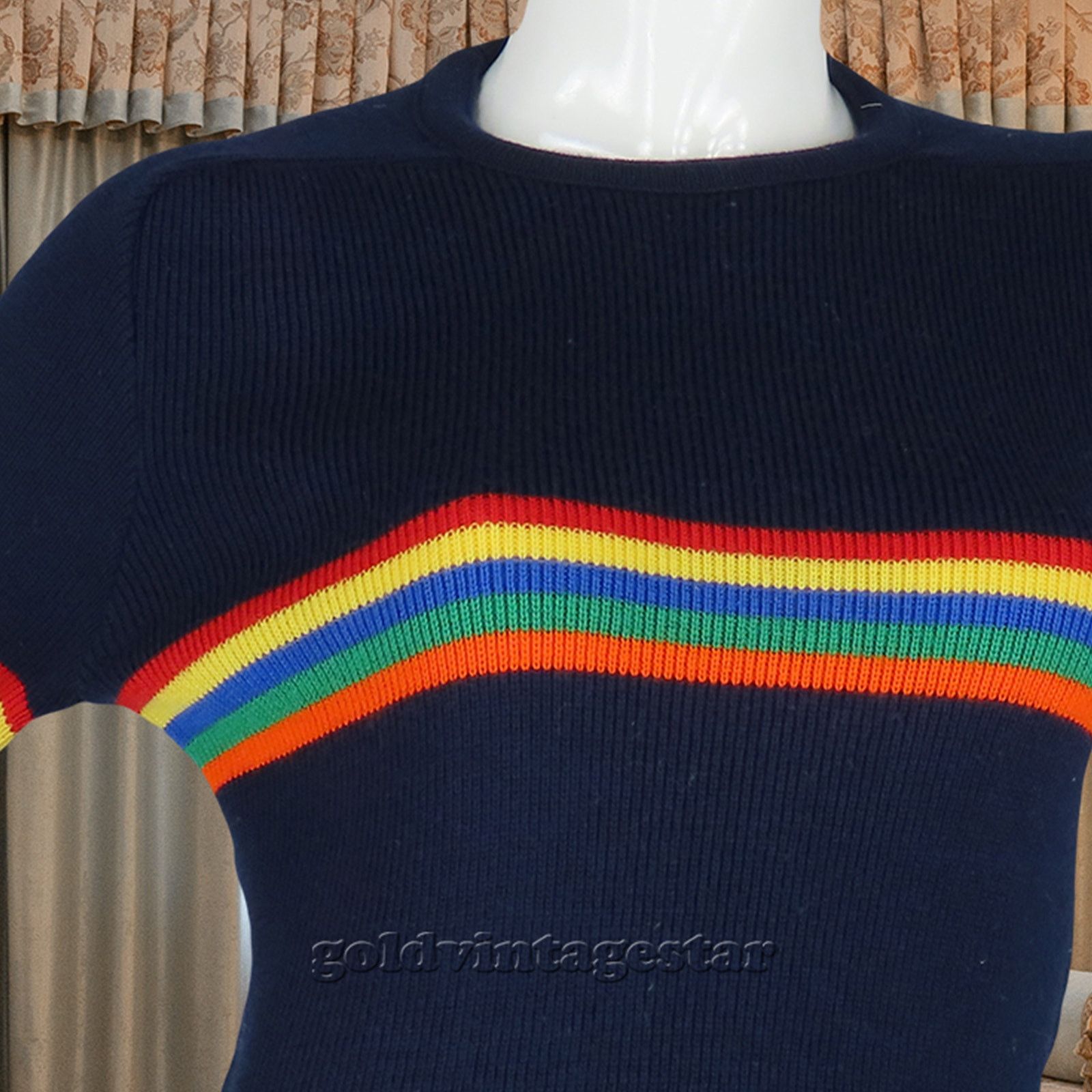 Vintage Vintage Demetre Rainbow Striped Ski Funky Knit Sweater Size XS / US 0-2 / IT 36-38 - 10 Thumbnail