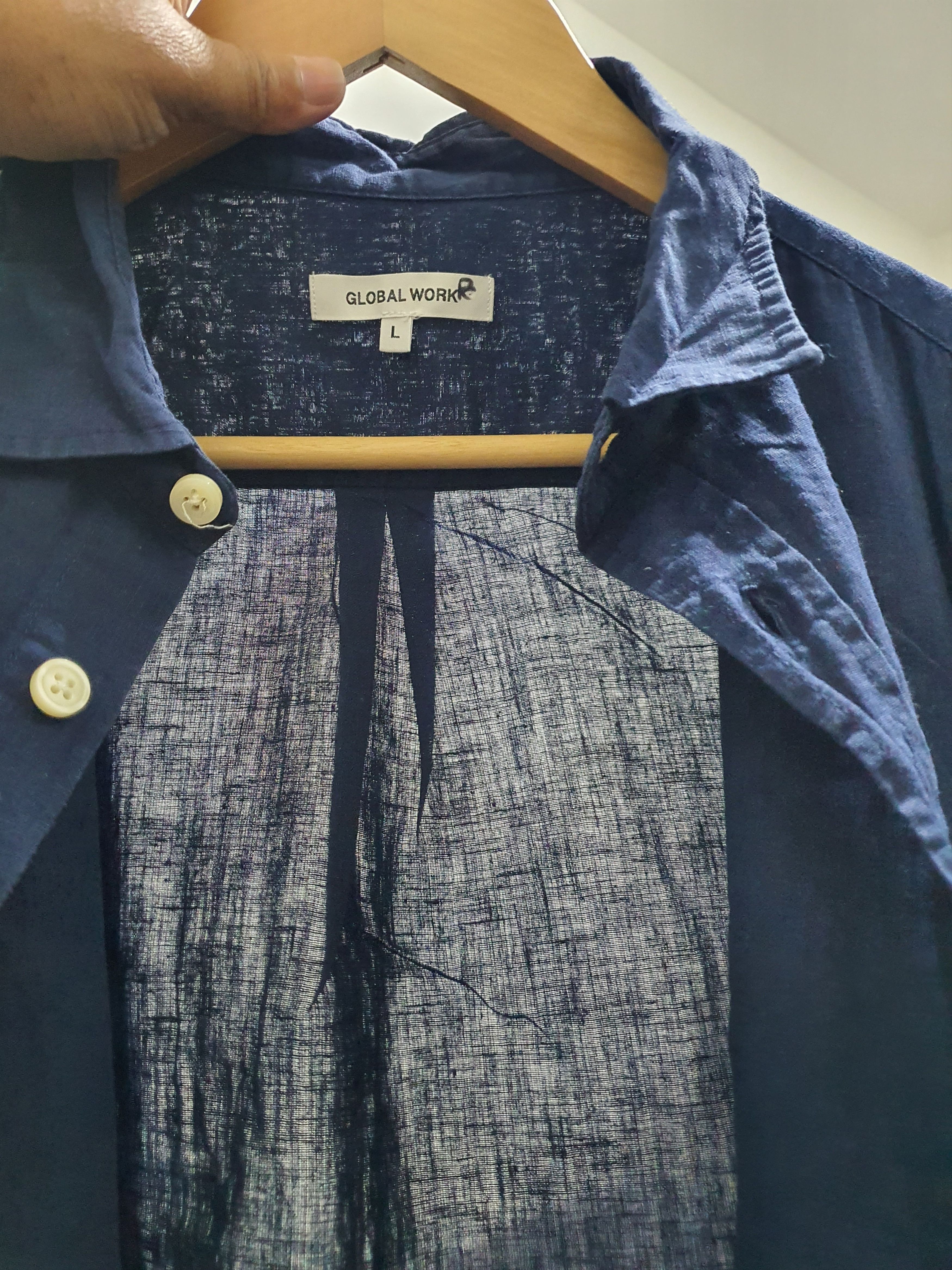 Global Work × Japanese Brand GLOBAL WORK 21/29 3QUARTER SLEEVE LINEN SHIRT Size L / US 10 / IT 46 - 5 Thumbnail