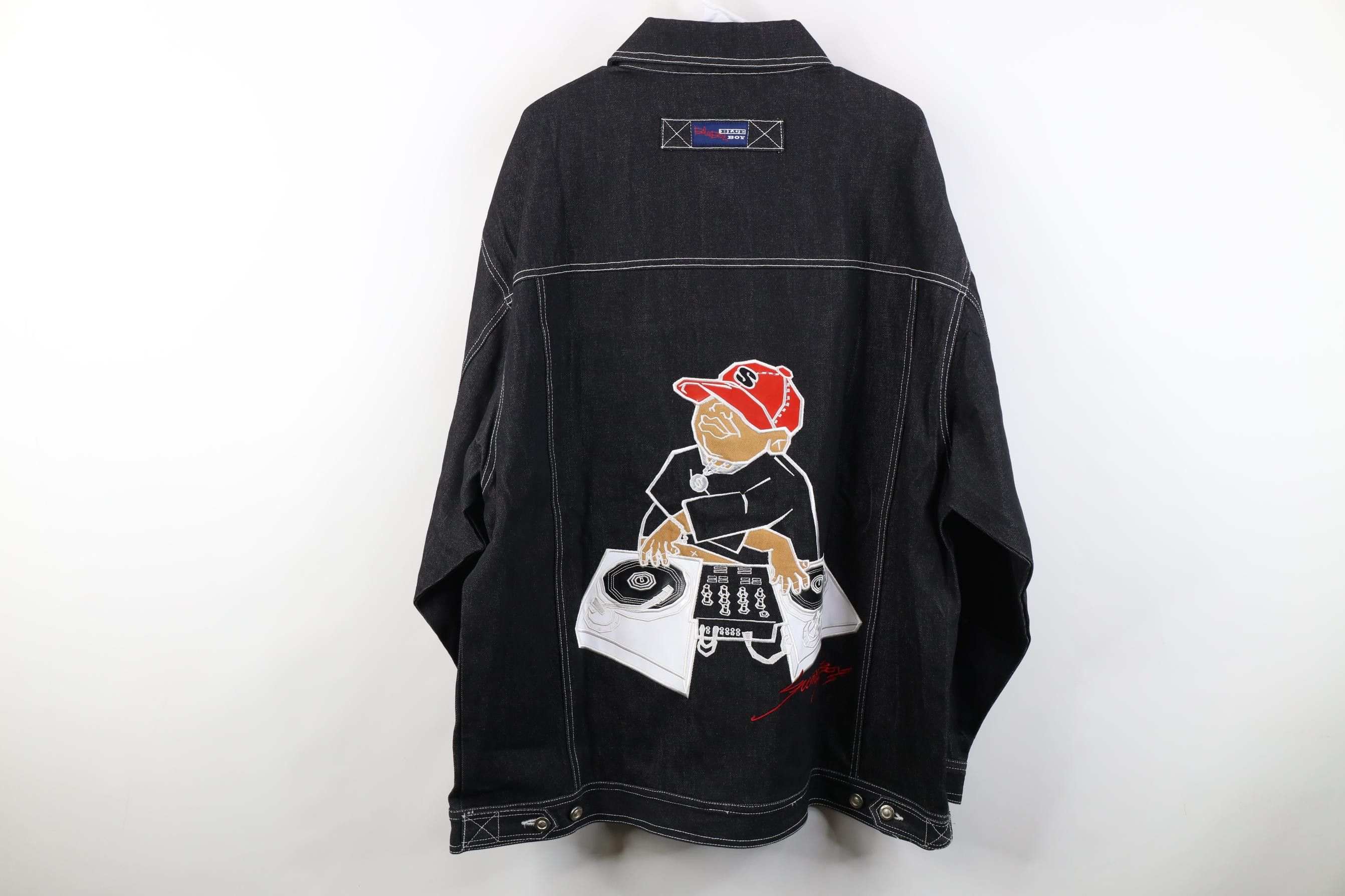 Vintage Deadstock Vtg 90s Streetwear Rap DJ Denim Trucker Jacket Size US XXL / EU 58 / 5 - 18 Thumbnail