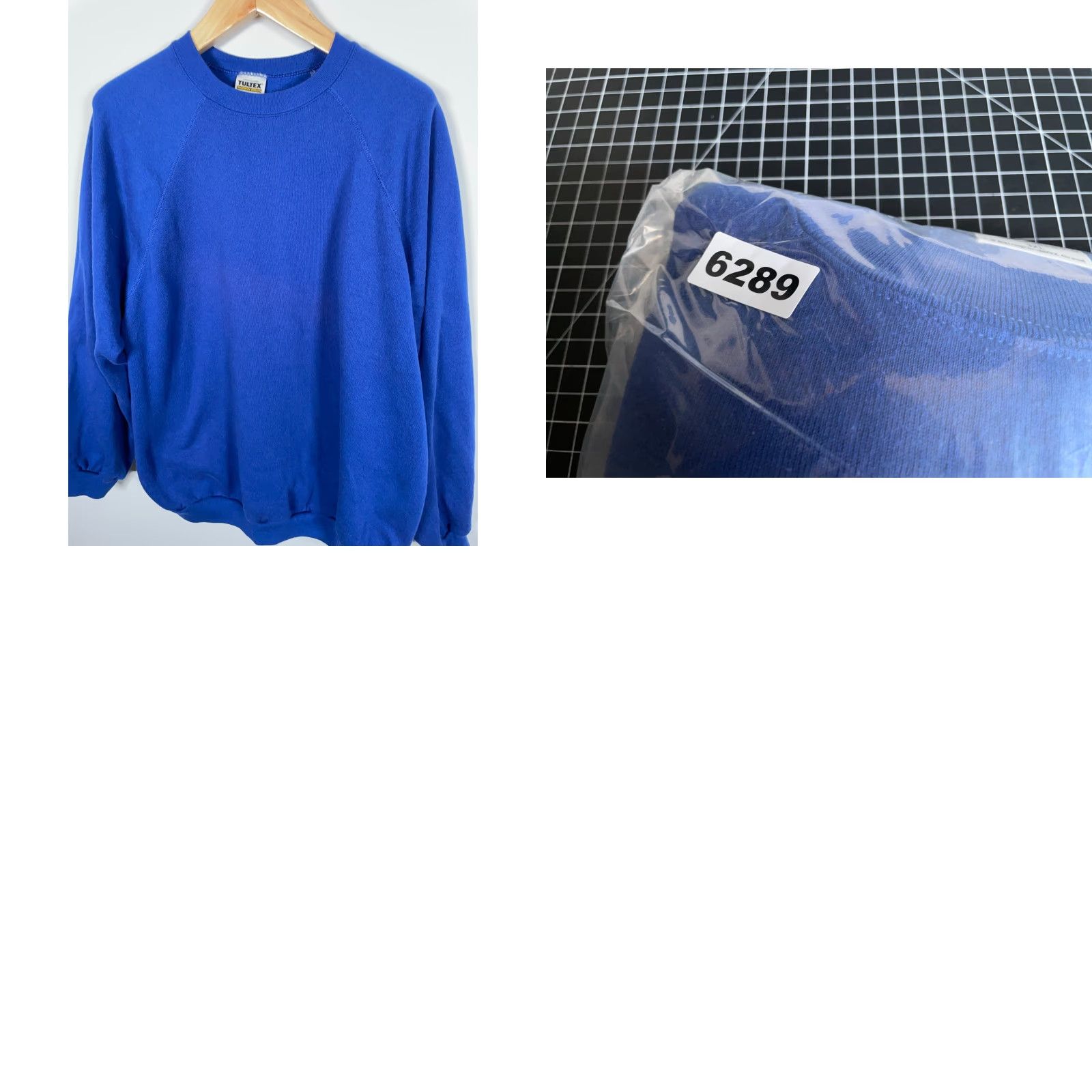 Tultex VINTAGE Tultex Sweatshirt Crewneck Raglan Sleeves Blue 3XL Men’s 90s Retro Solid Heavyweight Cotton Poly Fleece Pullover Size US XXL / EU 58 / 5 - 8 Thumbnail