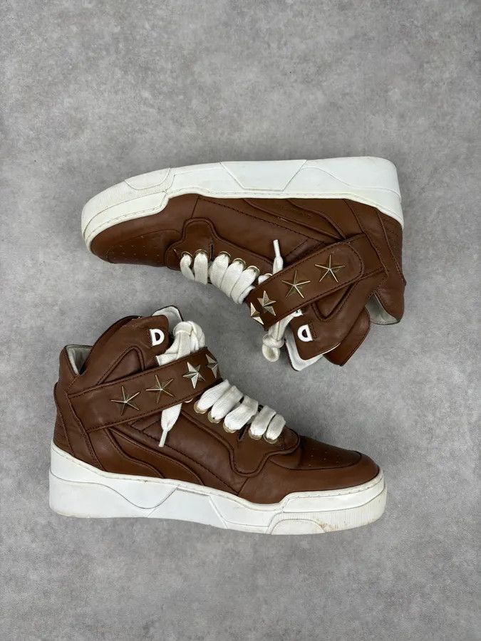 Givenchy AW2015 Givenchy Tyson Brown Leather Star High Sneakers by Riccardo Tisci Size US 9.5 / IT 39.5 - 4 Thumbnail