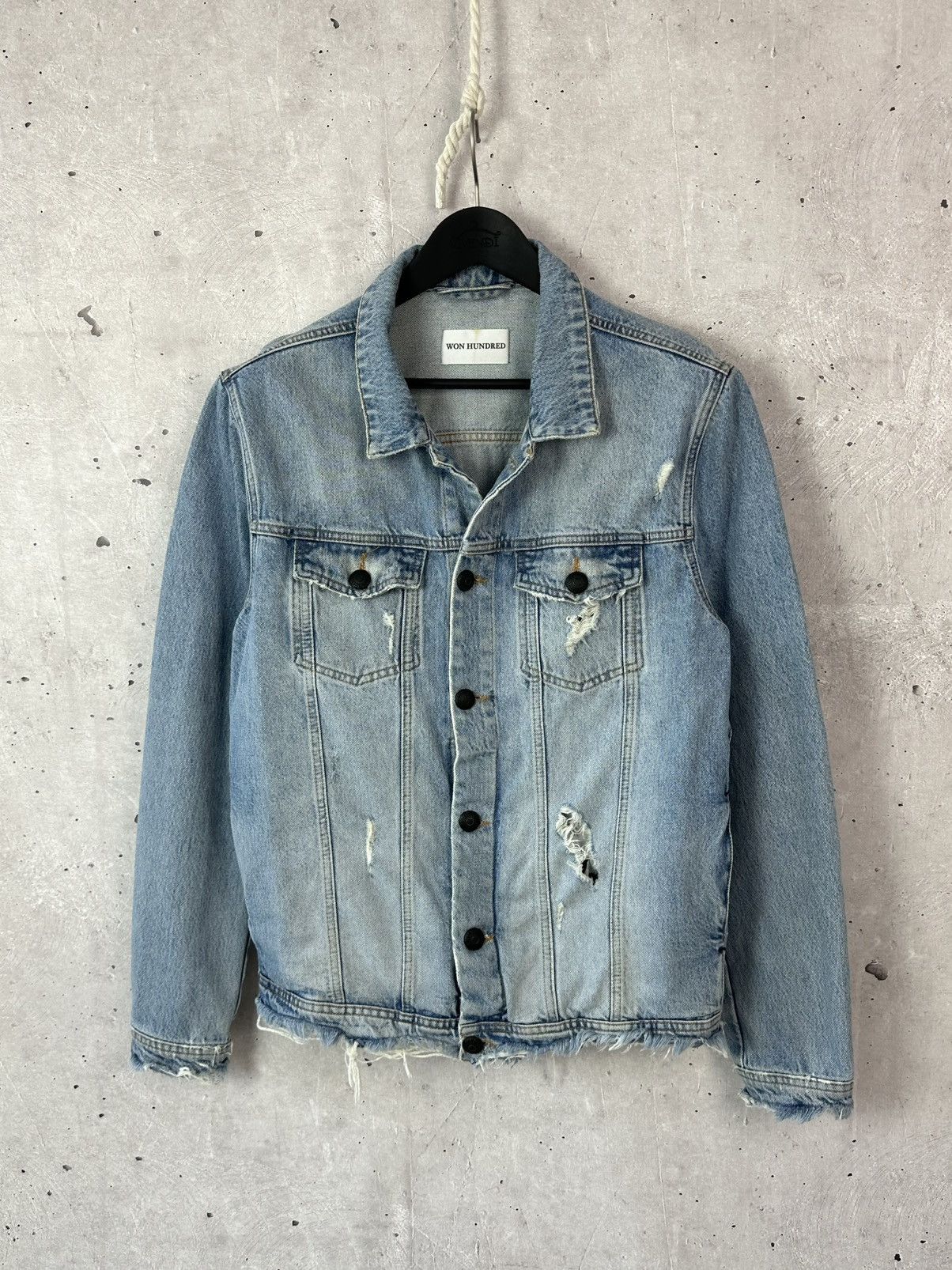 Won Hundred Won Hundred Distressed Washed Blue Men’s Denim Jacket Size US L / EU 52-54 / 3 - 1 Thumbnail