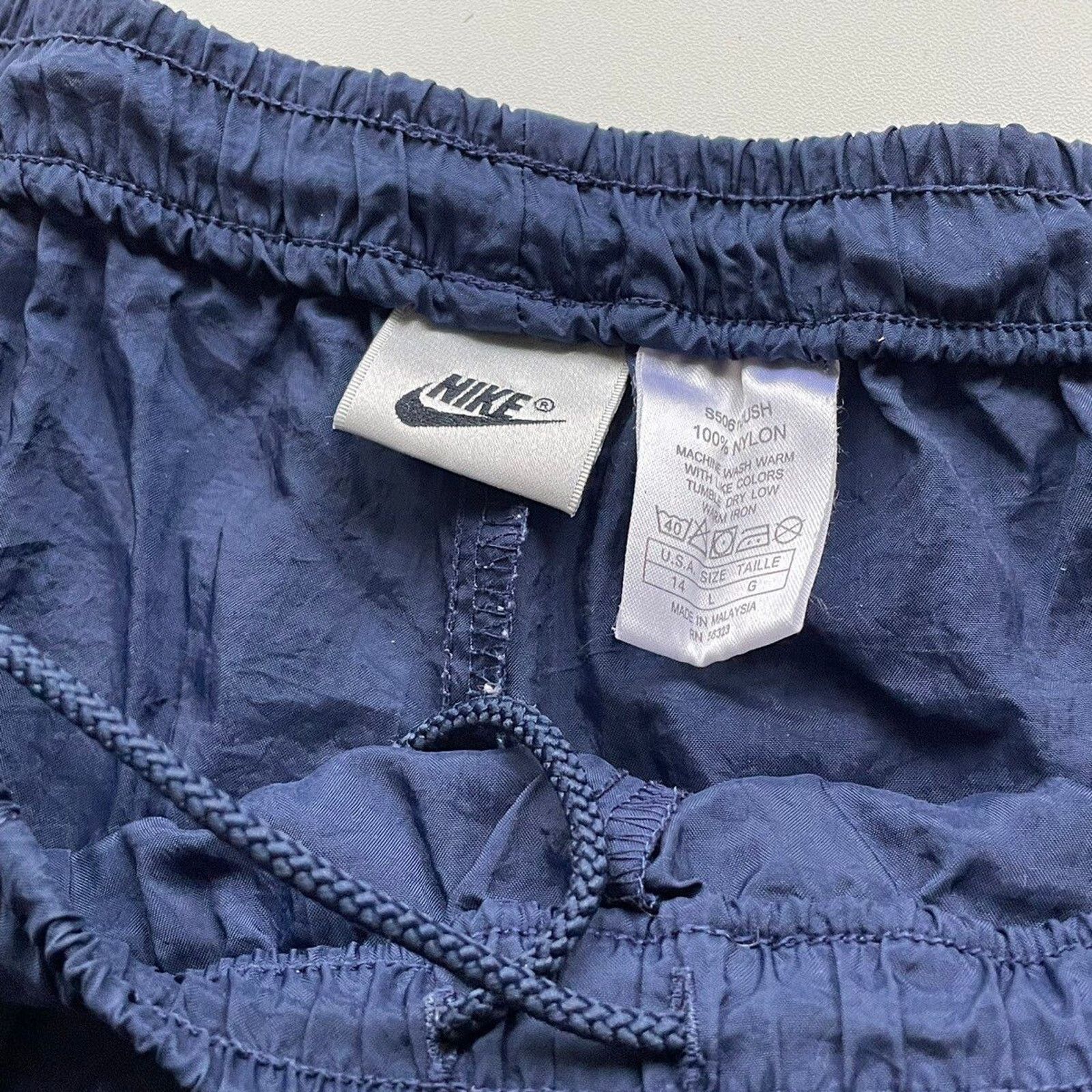 Nike × Vintage Vintage 90s Nike Track Pants Navy Blue Large Embroidered Size US 32 / EU 48 - 3 Thumbnail