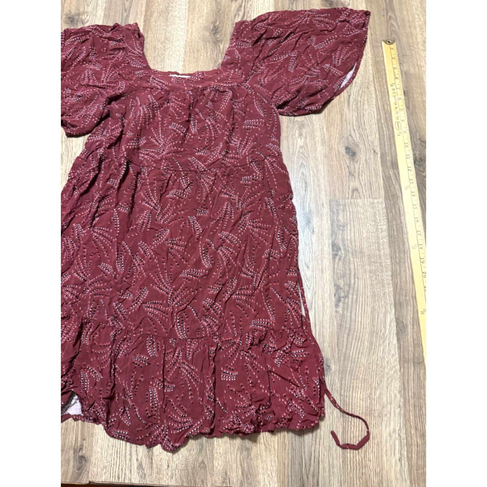 Vintage Maurices Dress Women's Large Brown Black White Short Sleeve Ruffles A-Line Sundress Casual Size 36" / US 14 / IT 50 - 4 Thumbnail