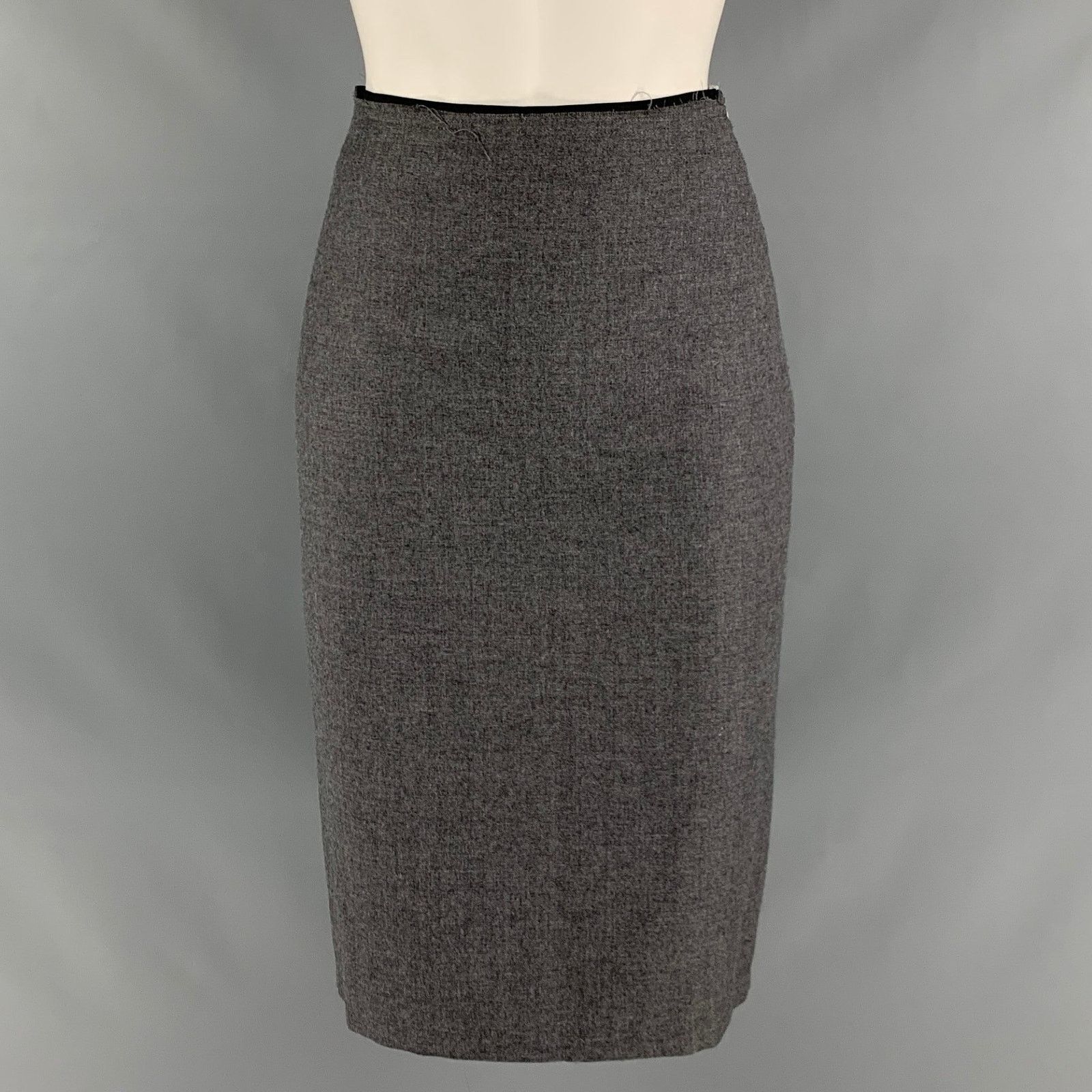 Other TSUNODA 0 Grey Wool Polyester Pleated Pencil Mid-Calf Skirt Size 25" / US 0 / IT 36 - 1 Thumbnail