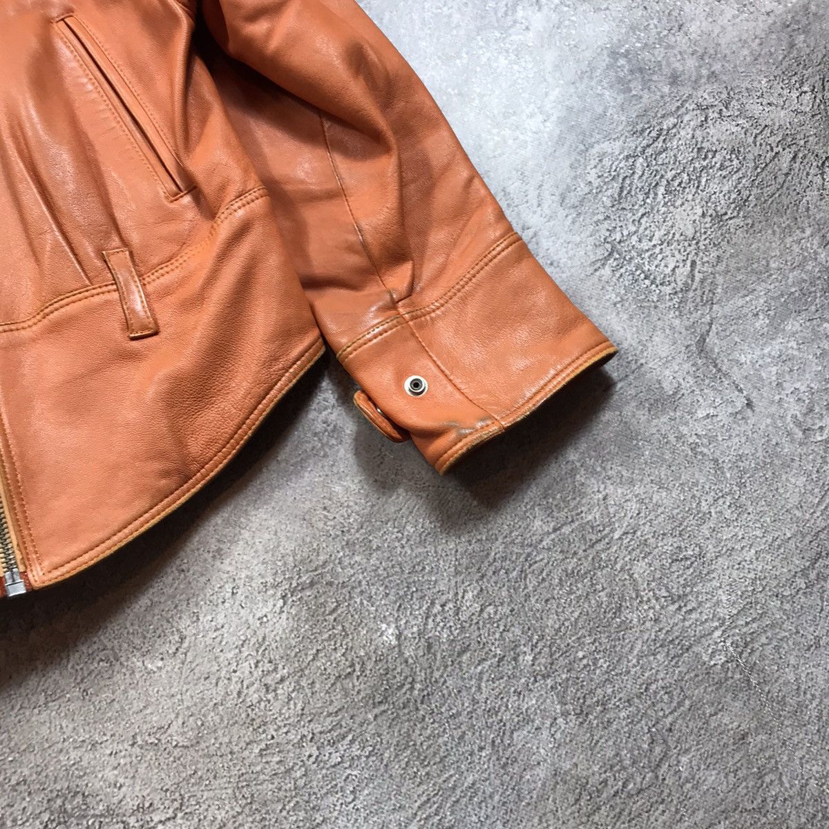 Vintage Vintage 90s Tan Leather Jacket Streetwear Workwear Relaxed M Size M / US 6-8 / IT 42-44 - 6 Thumbnail