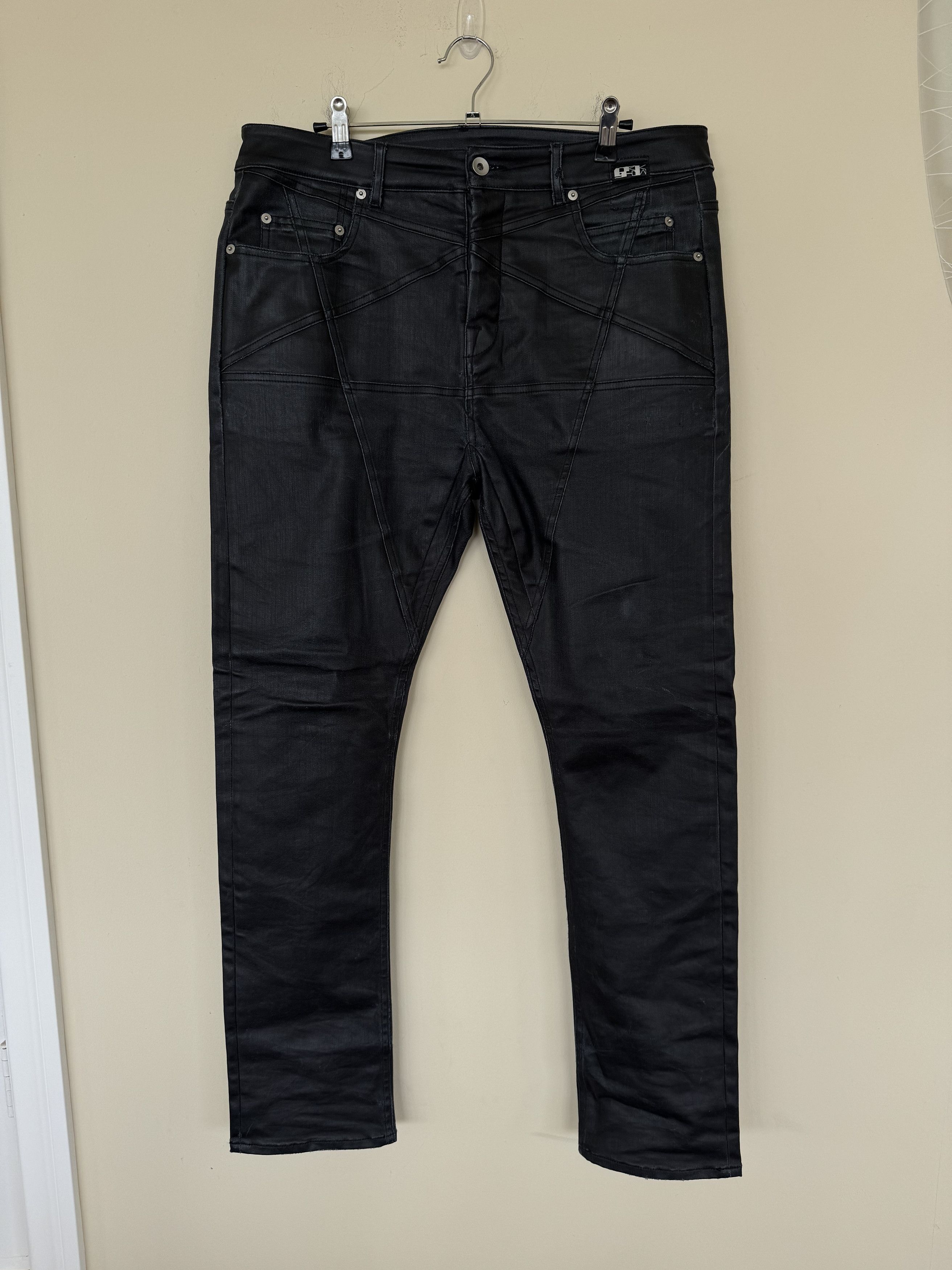 image of Vintage Rick Owens Leather Pentagram Pants in Black, Men's (Size 33)