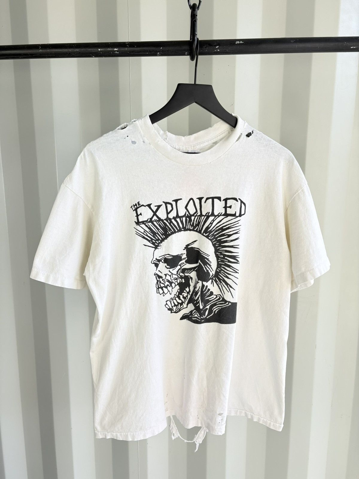 Thrashed The Exploited Faded Distressed GRUNGE Shirt Band