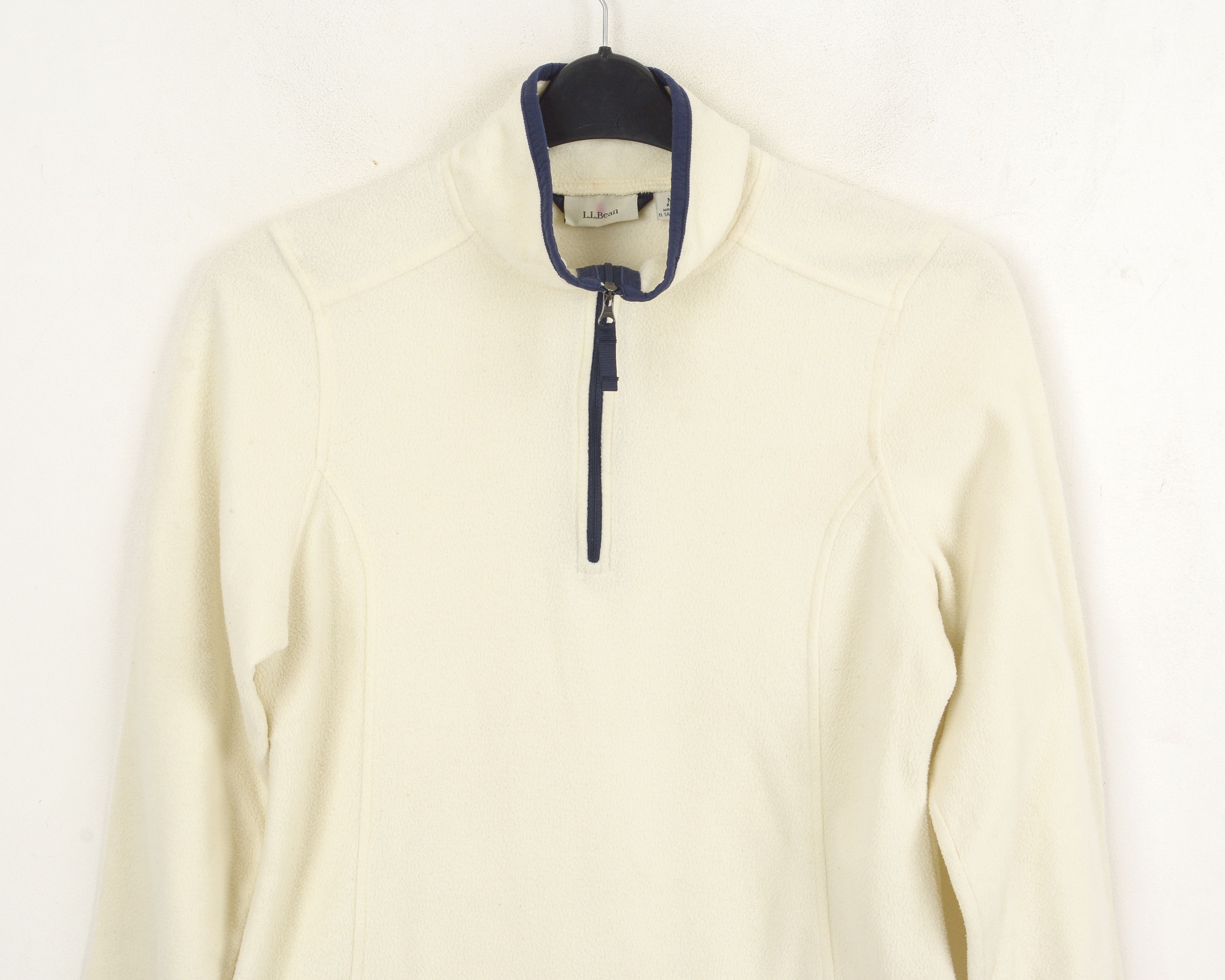 L.L. Bean × Vintage Fleece Jumper Pullover Women's Sweatshirt White Zip Up Neck Size M / US 6-8 / IT 42-44 - 2 Thumbnail