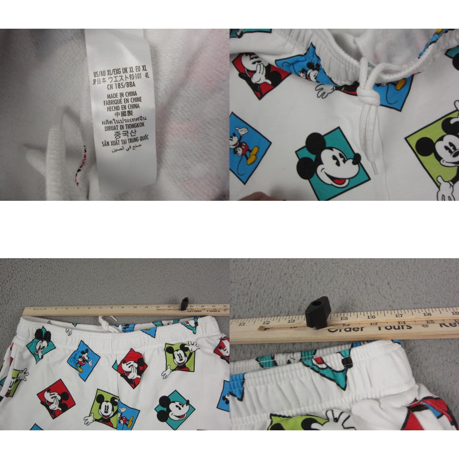 Disney Mickey Mouse Pants Mens XL White Fleece Jogger Disney All Over Print Sweatpants 90s Style Size US 36 / EU 52 - 8 Thumbnail