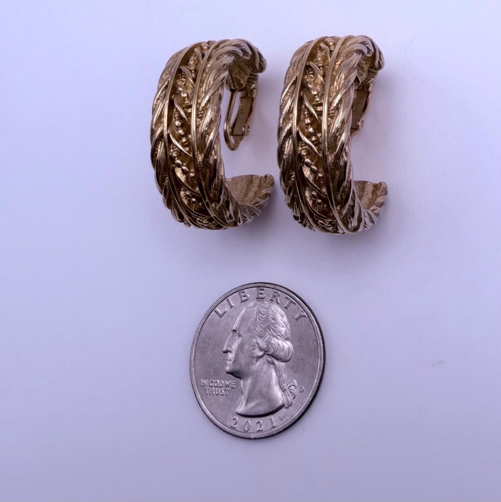 Givenchy Vintage Givenchy Textured Gold-Tone Hoop Earrings Size ONE SIZE - 1 Thumbnail