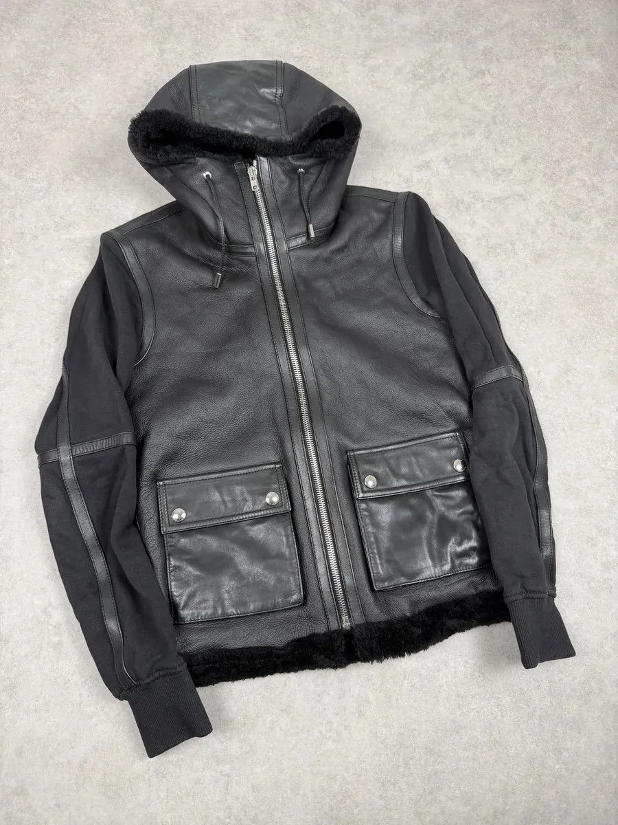Givenchy AW2014 Givenchy Black Leather Shearling Hooded Jacket by Riccardo Tisci Size US S / EU 44-46 / 1 - 5 Thumbnail